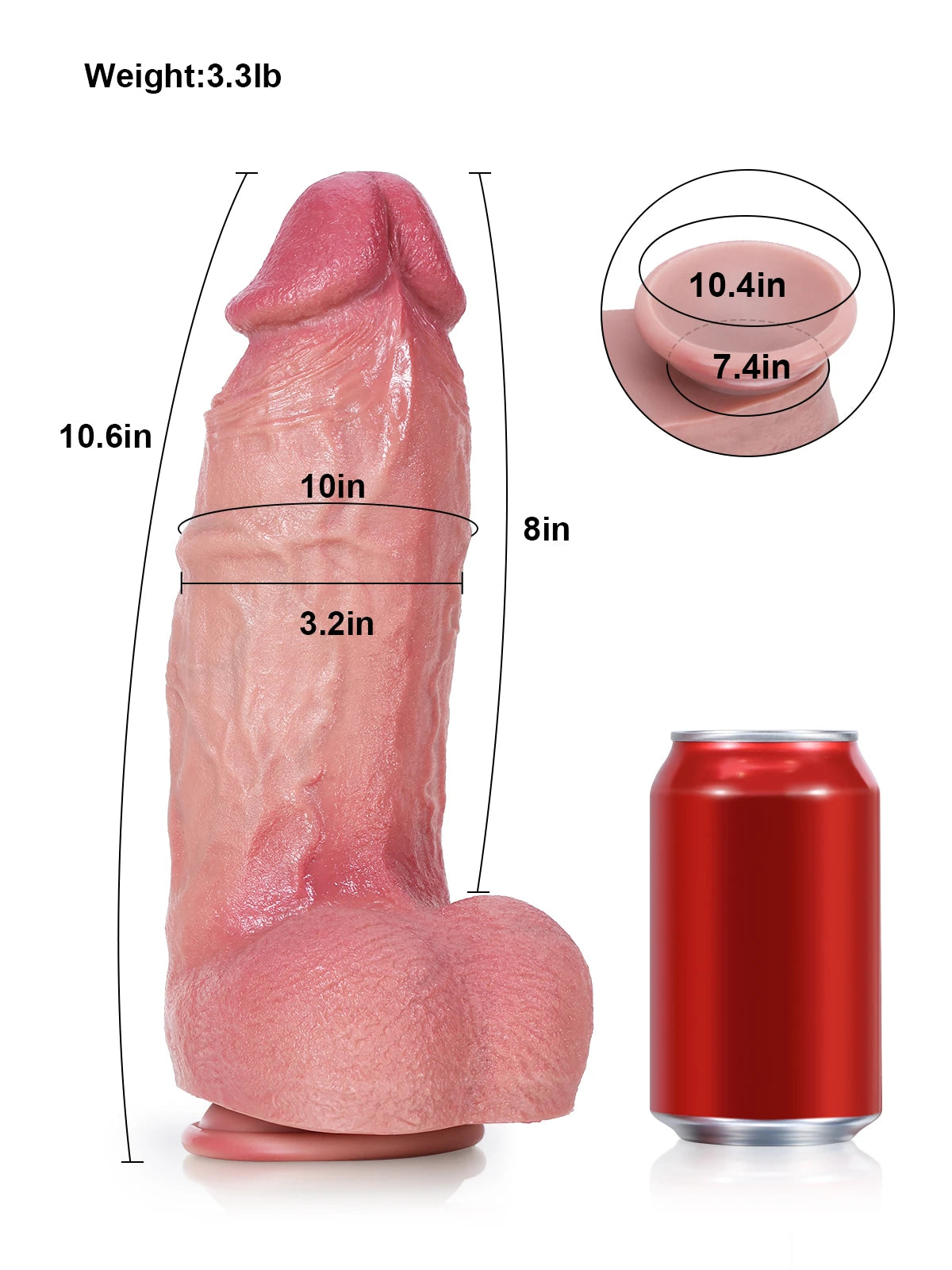 Thor 9" x 2.4" Thick Rounded Realistic Dildo with Plump Shaft and Veins