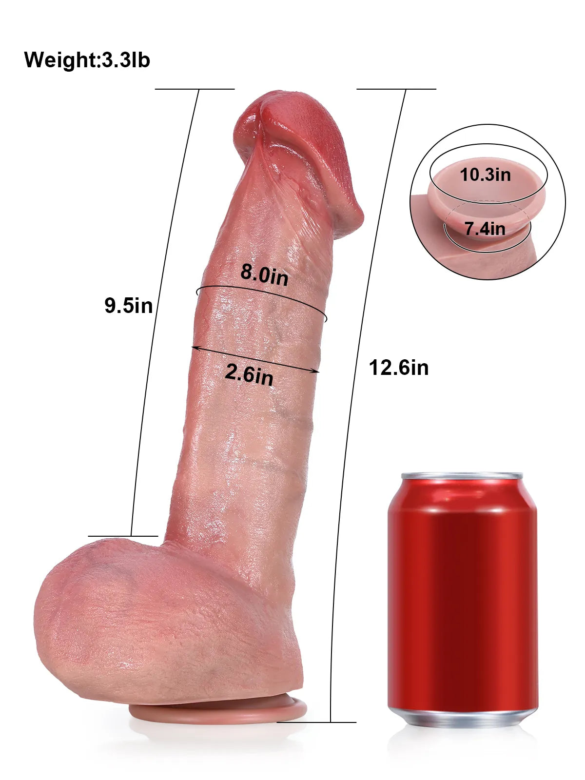 Jack 9" x 2" Realistic Dildo with Swollen Glans & Veins Sliding Balls