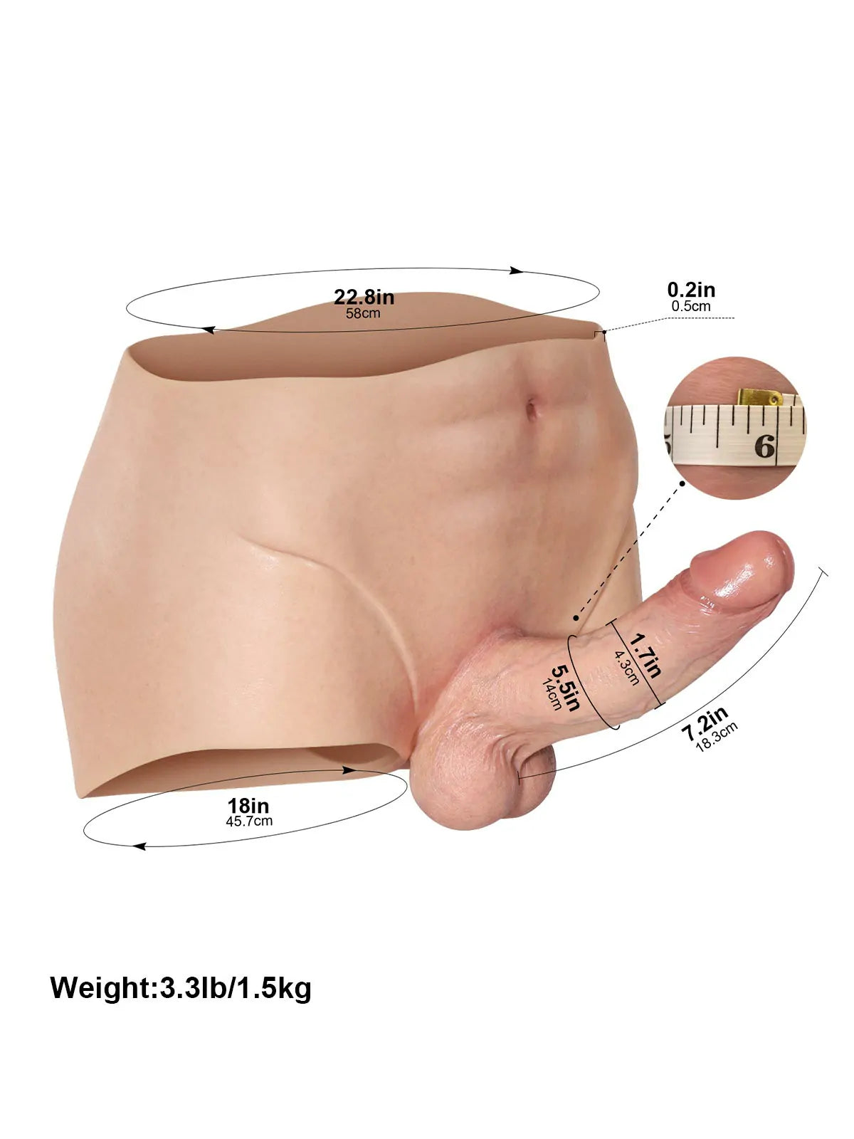 Seamless Strap-On Harness with Built-In Silicone Dildo, Dual Density & Stretch Waistband