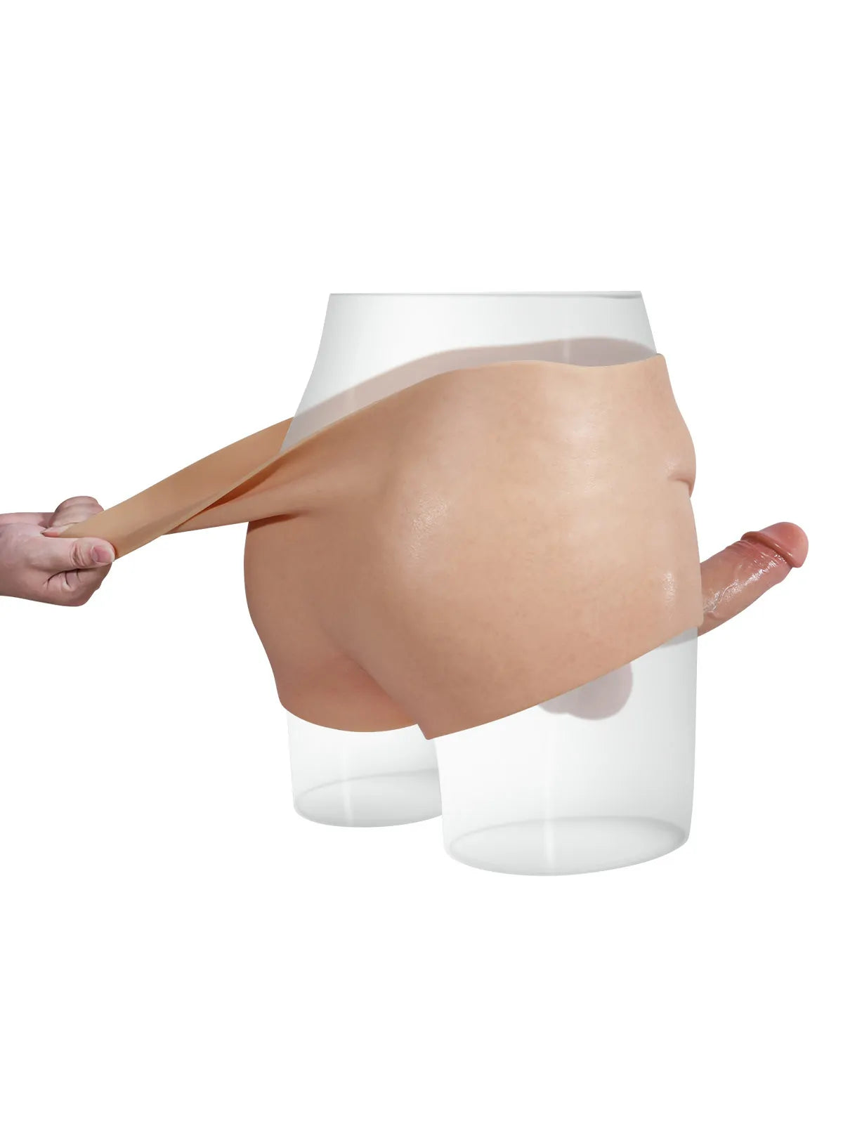 Seamless Strap-On Harness with Built-In Silicone Dildo, Dual Density & Stretch Waistband