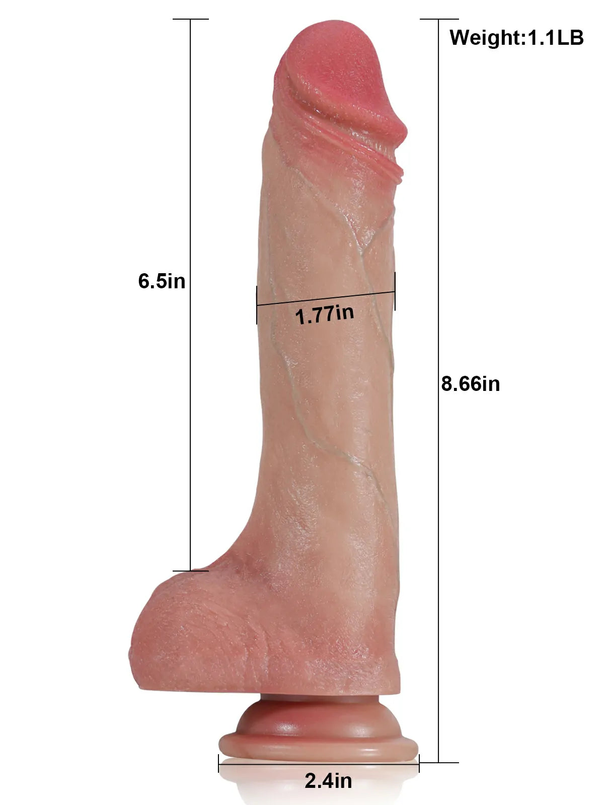 Benjamin 8.6" x 1.7" Slim Thrusting Dildo with Dual Density Silicone
