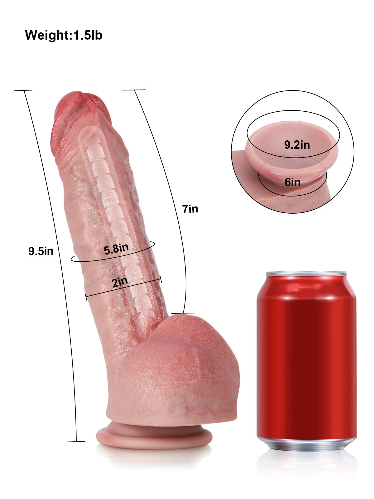 Charlie 9.5" x 2" Thick Realistisk Dildo with Bendable Core & Veins