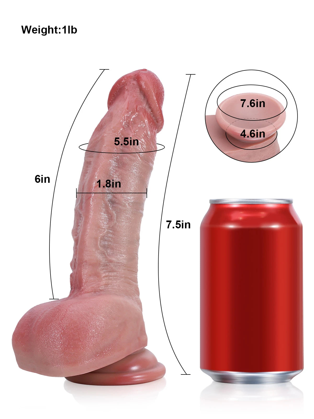 Dave 7.5" x 1.65" Realistic Soft Flesh Silicone Dildo for Beginner