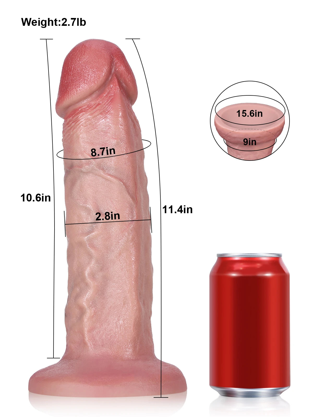 David 11.4" x 2.8" Massive Thick Realistic Dildo with Lifelike Head & Veined Texture
