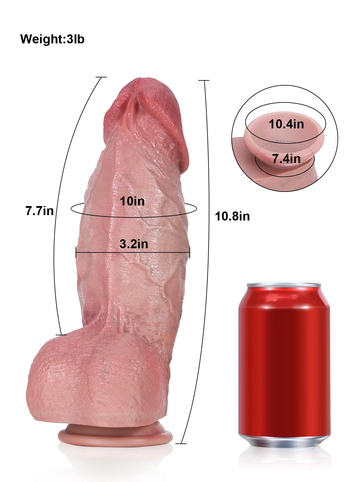Diego-XXL 12.6 x 3.7 Massive Thick Realistic Silicone DildoWith Textured Veins
