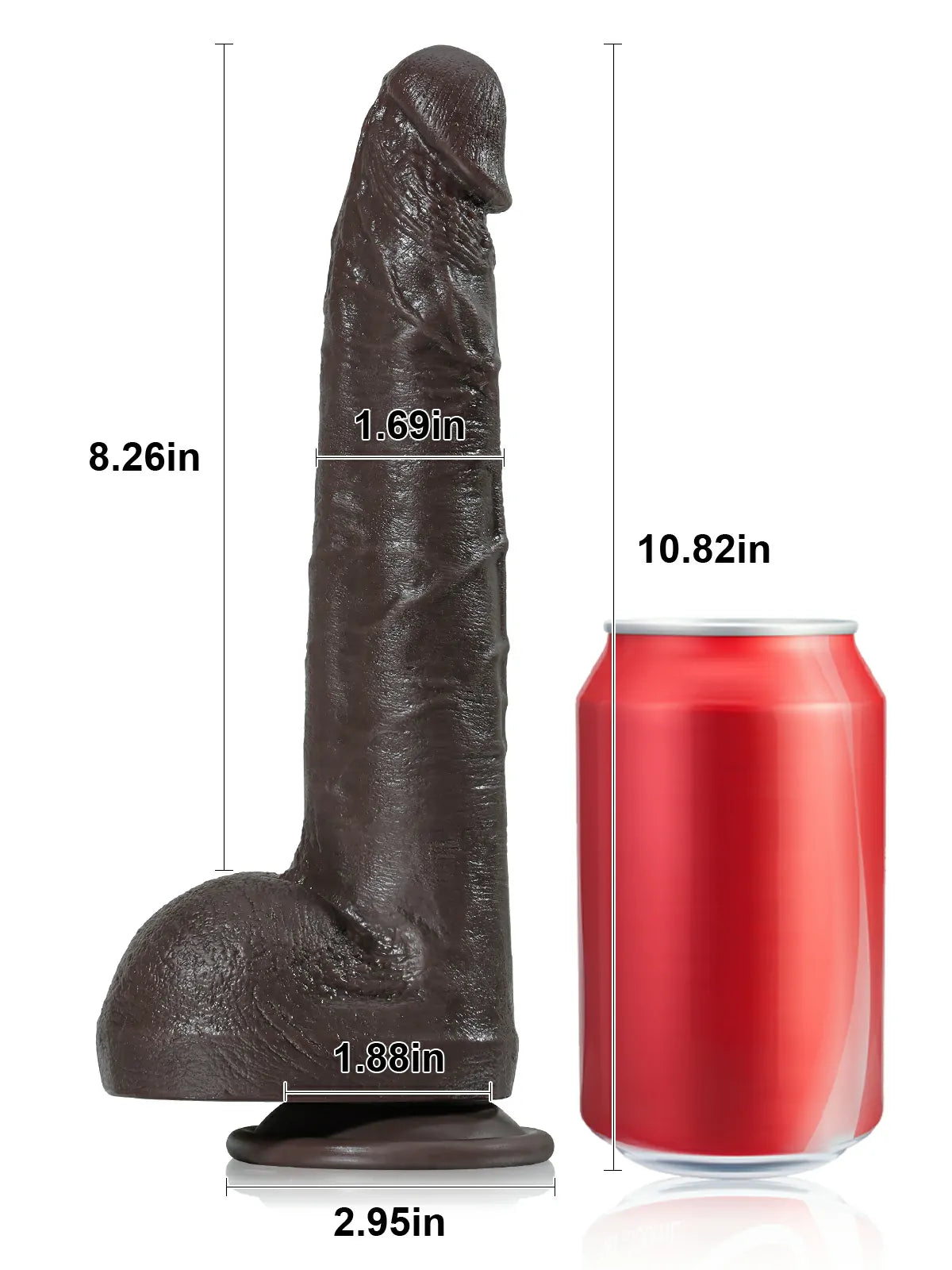 Doctor 10" x 1.6" Huge Black Dildo, Slim Long Shaft with Dual-Density Silicone