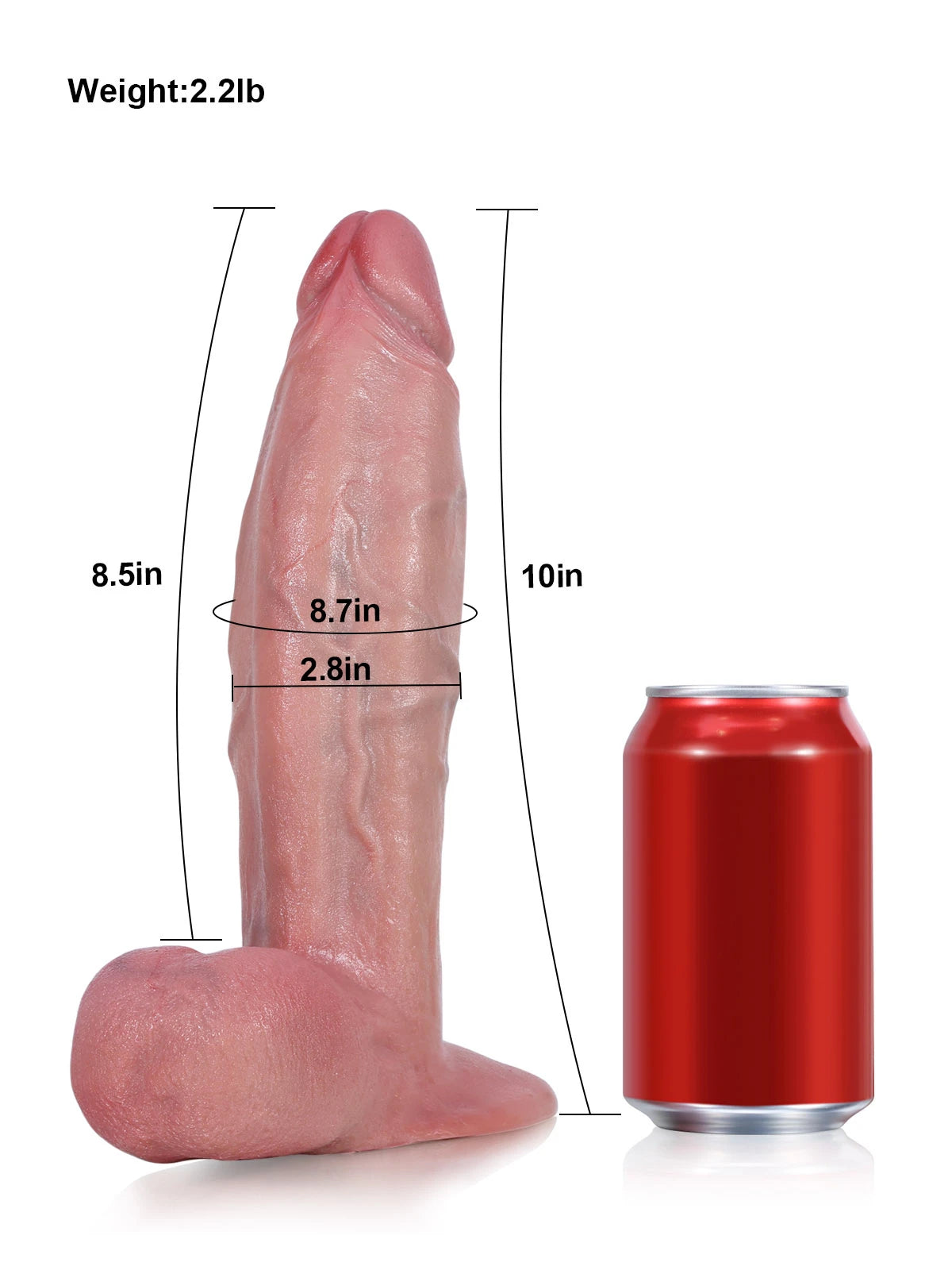 Dragon 10" x 2.8" Lagre Thick Rounded Dildo with Swinging Balls & Vac U Lock