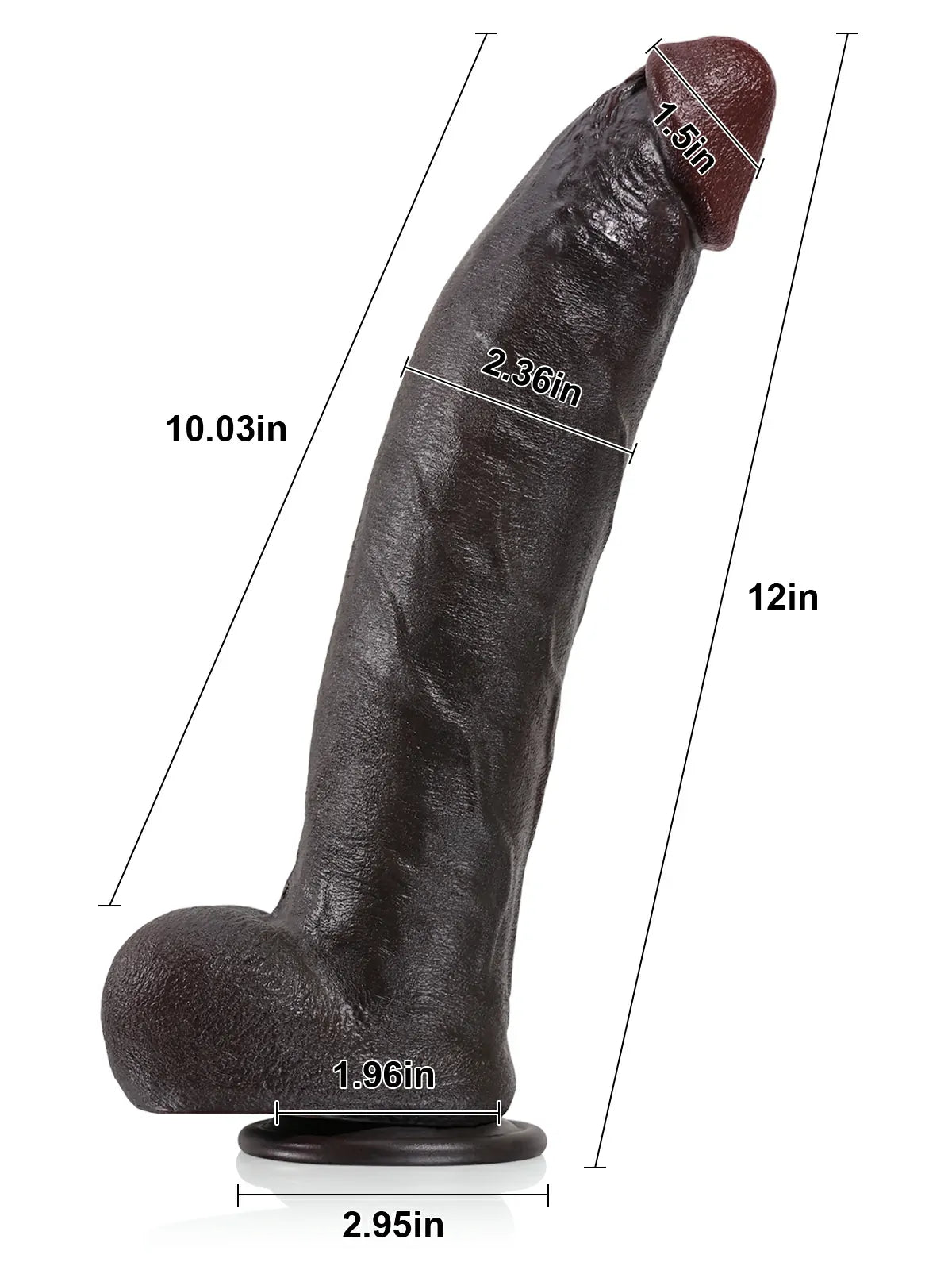 Farid 12.2" x 2.4" Curved Realistic Black Dildo with Tapered Tip