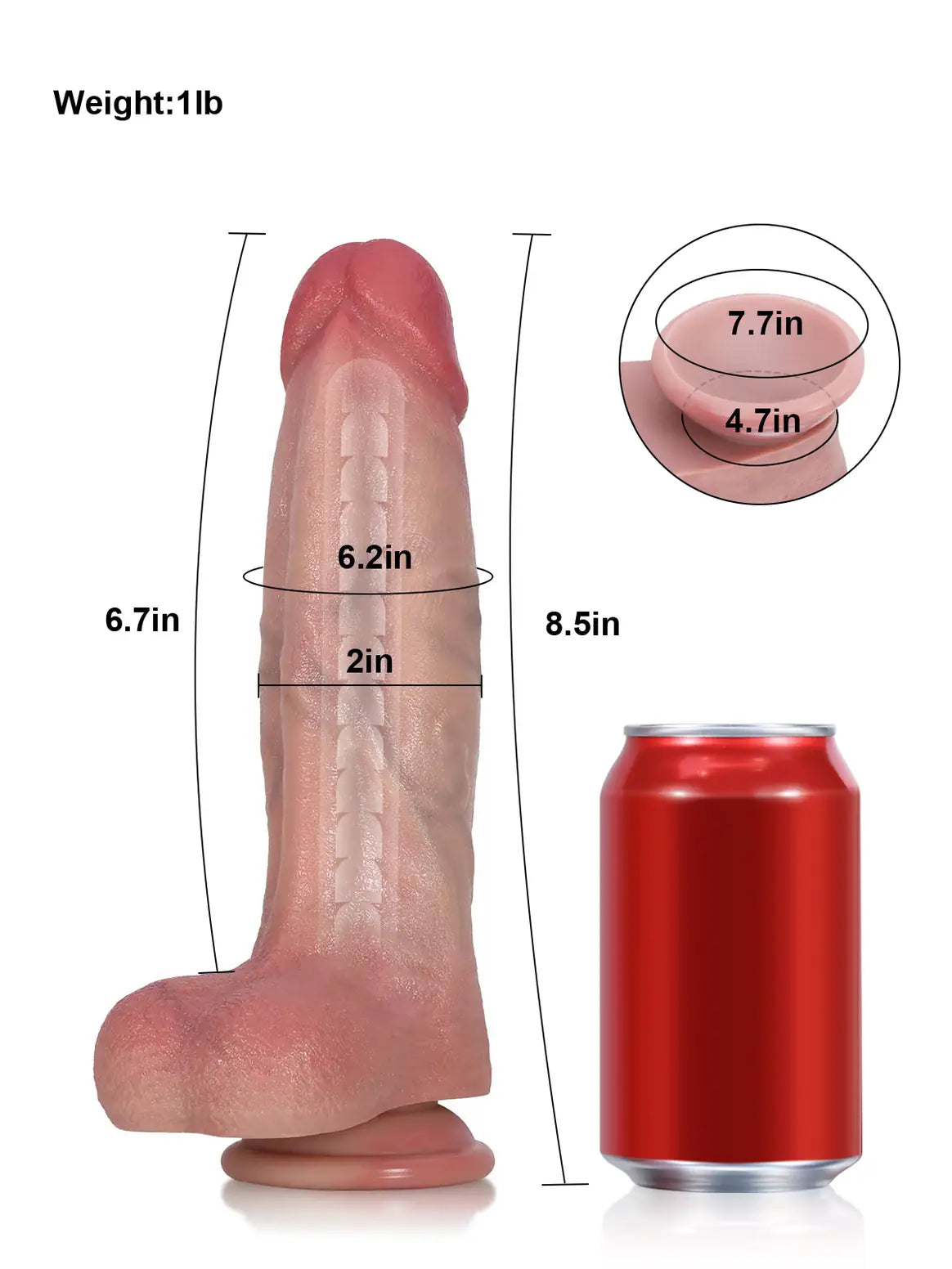 Gimli 8.5" x 2" Bendable Tapered Realistic Suction Cup Dildo with Keel