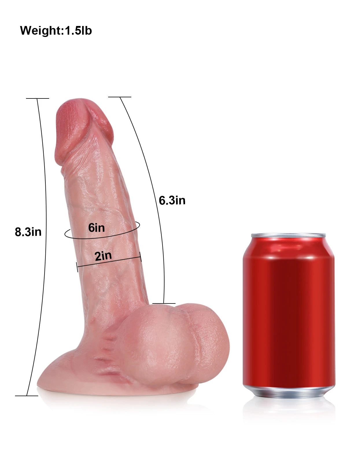 John 8.3" x 2" Thick Realistic Silicone Dildo with Firm Balls