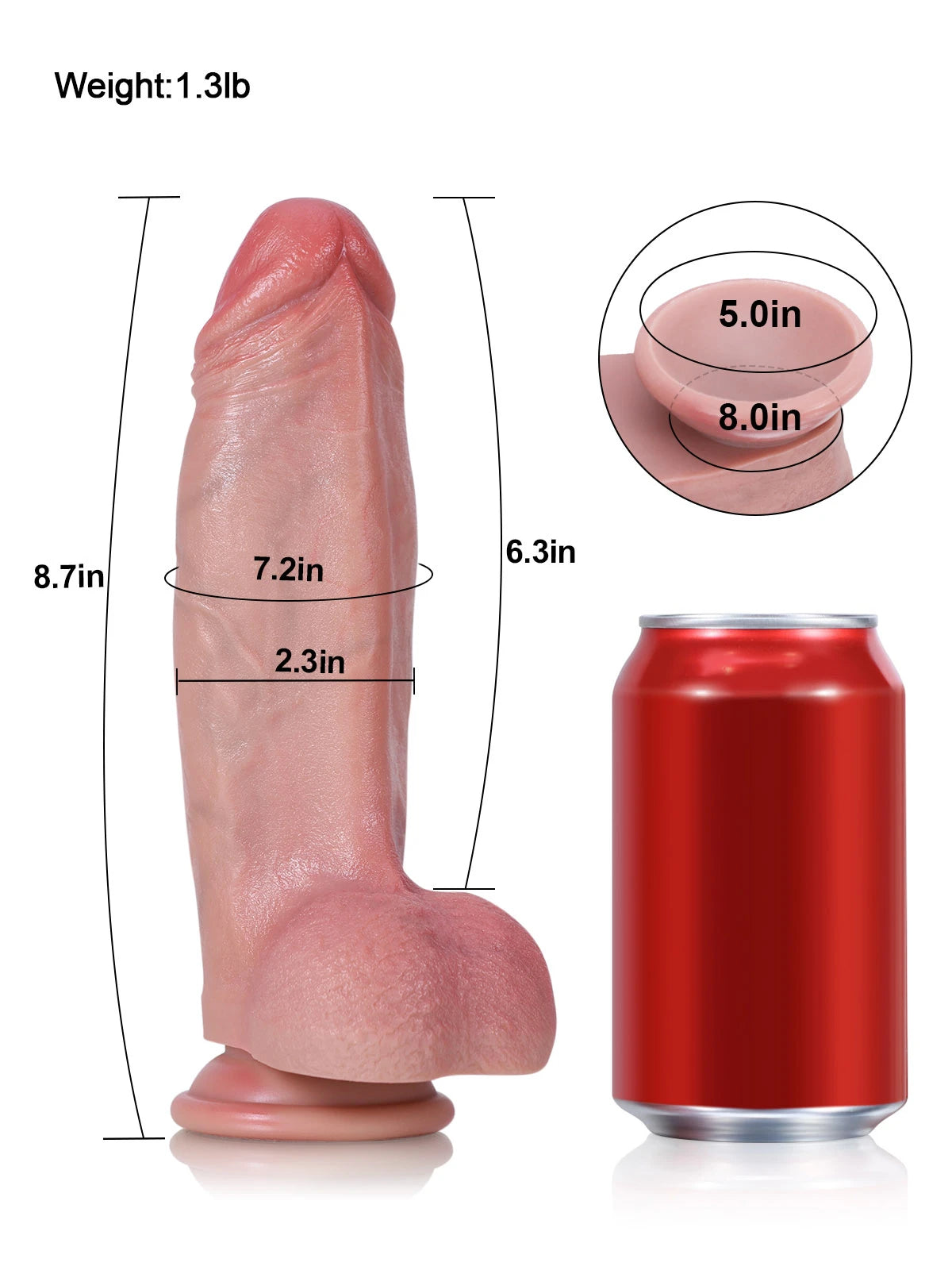 Jorge 9.8" x 2.7" Tri-Edge Triangular Dildo with Broad Back and Central Ridge