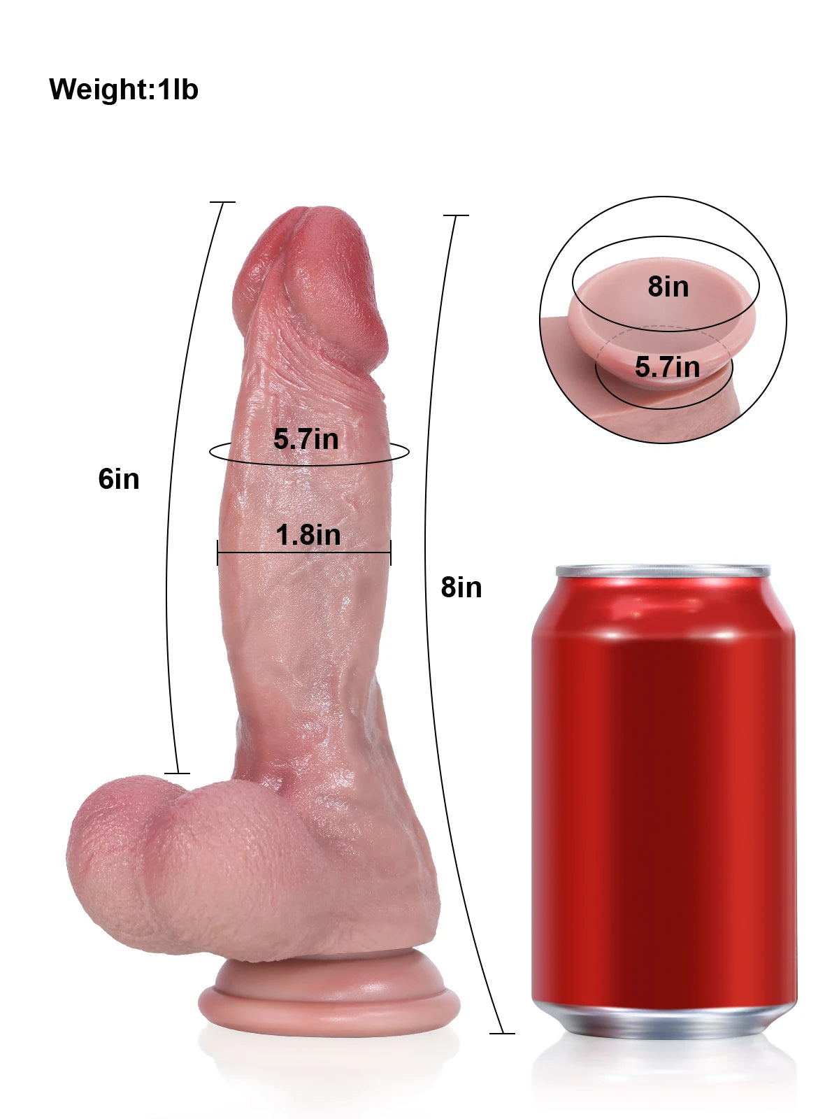 Josh 8" x 1.8" Mid-Thick Flexible Dildo with Veins & Realistic Skin