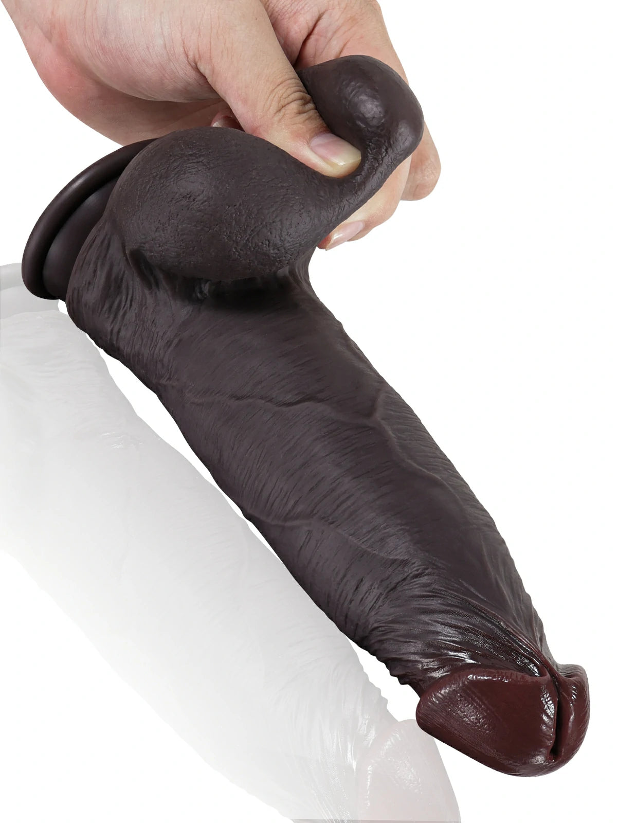 Joshua 9.2" x 2.2" Sliding Skin Black Dildo with Sculpted Glans