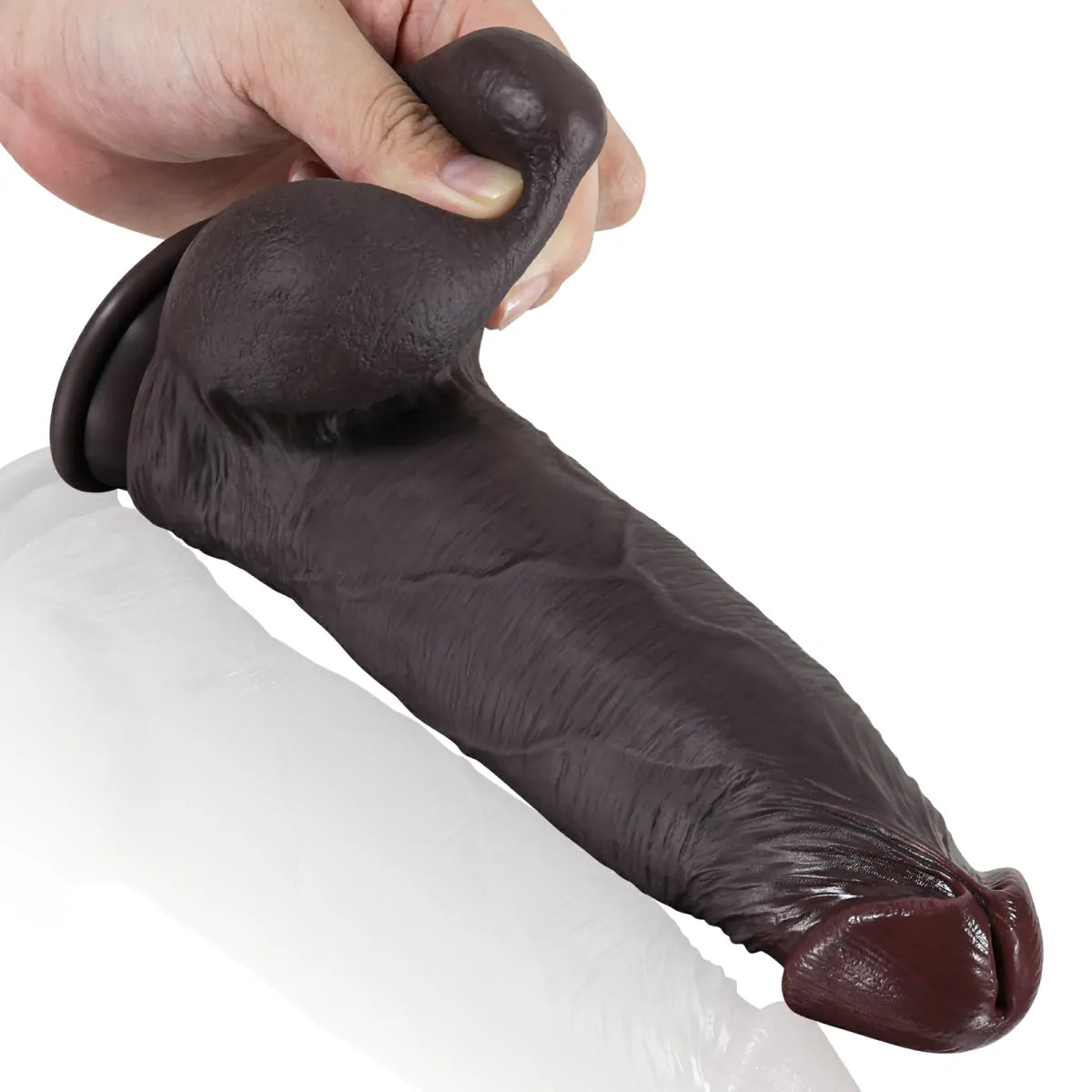 Joshua 9.2" x 2.2" Sliding Skin Black Dildo with Sculpted Glans