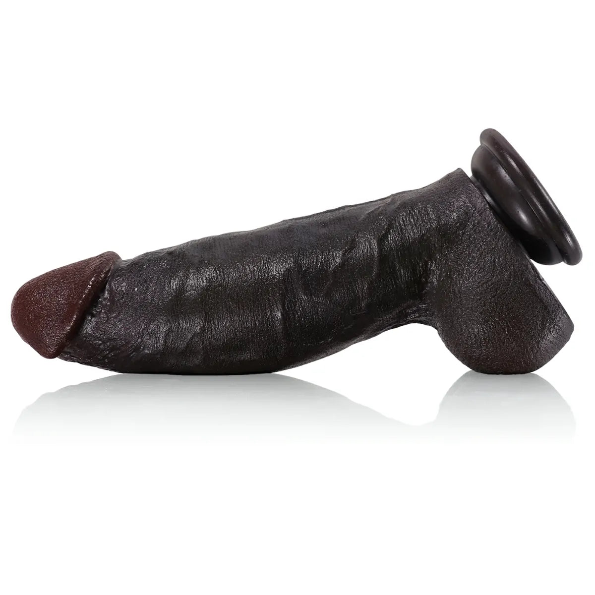 Kimi 8.6" x 2.22" Thick Realistic Black Dildo with Sculpted Head and Veined Texture
