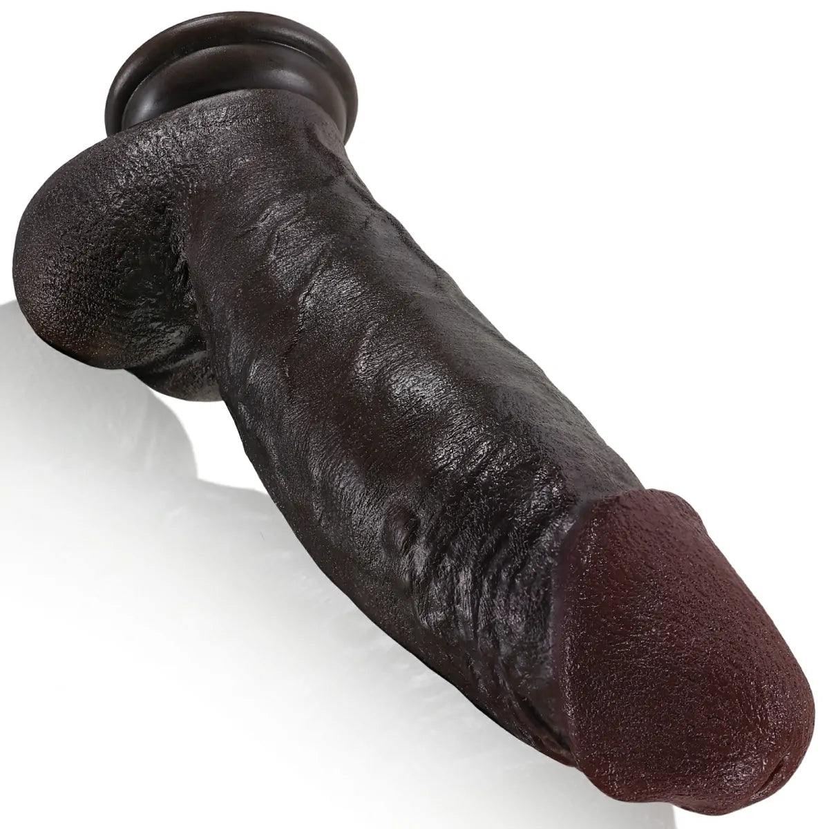 Kimi 8.6" x 2.22" Thick Realistic Black Dildo with Sculpted Head and Veined Texture