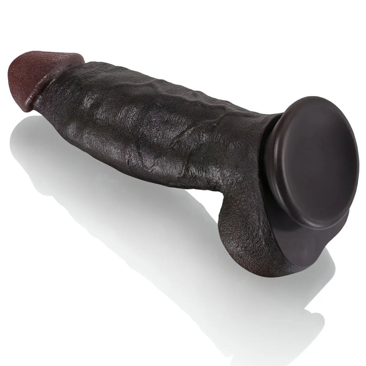 Kimi 8.6" x 2.22" Thick Realistic Black Dildo with Sculpted Head and Veined Texture