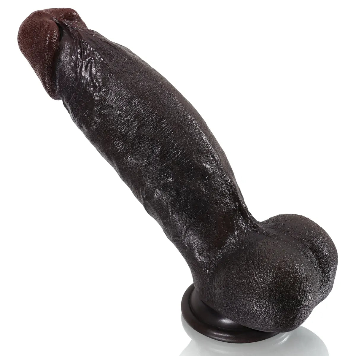 Kimi 8.6" x 2.22" Thick Realistic Black Dildo with Sculpted Head and Veined Texture