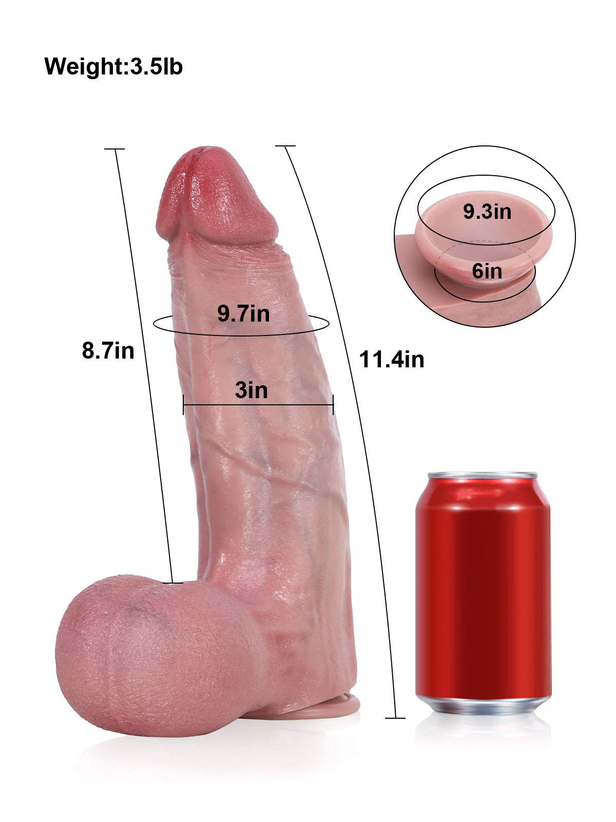 Lee-11.4" x 3" Extra Thick Realistic Dildo with Triple Raised Veins