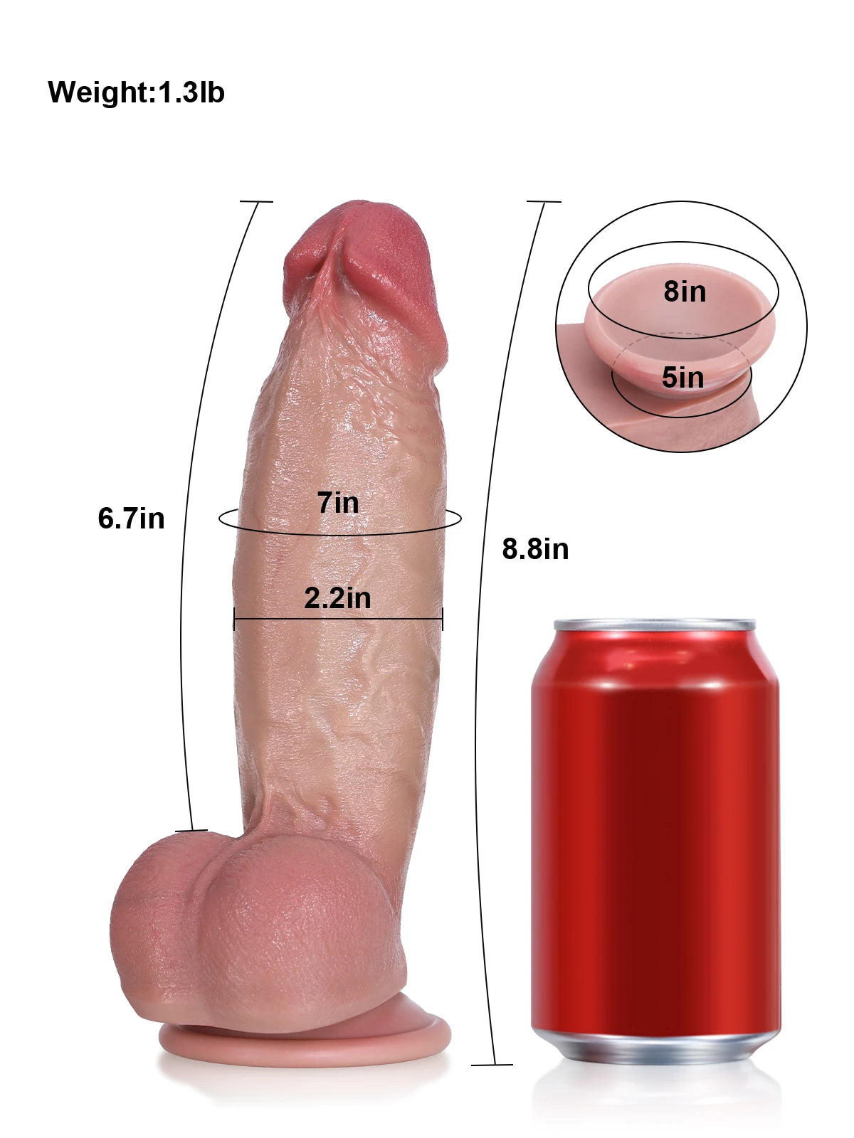Kimi 8.6" x 2.2" Thick Short Realistic Silicone Dildo with Lifelike Skin
