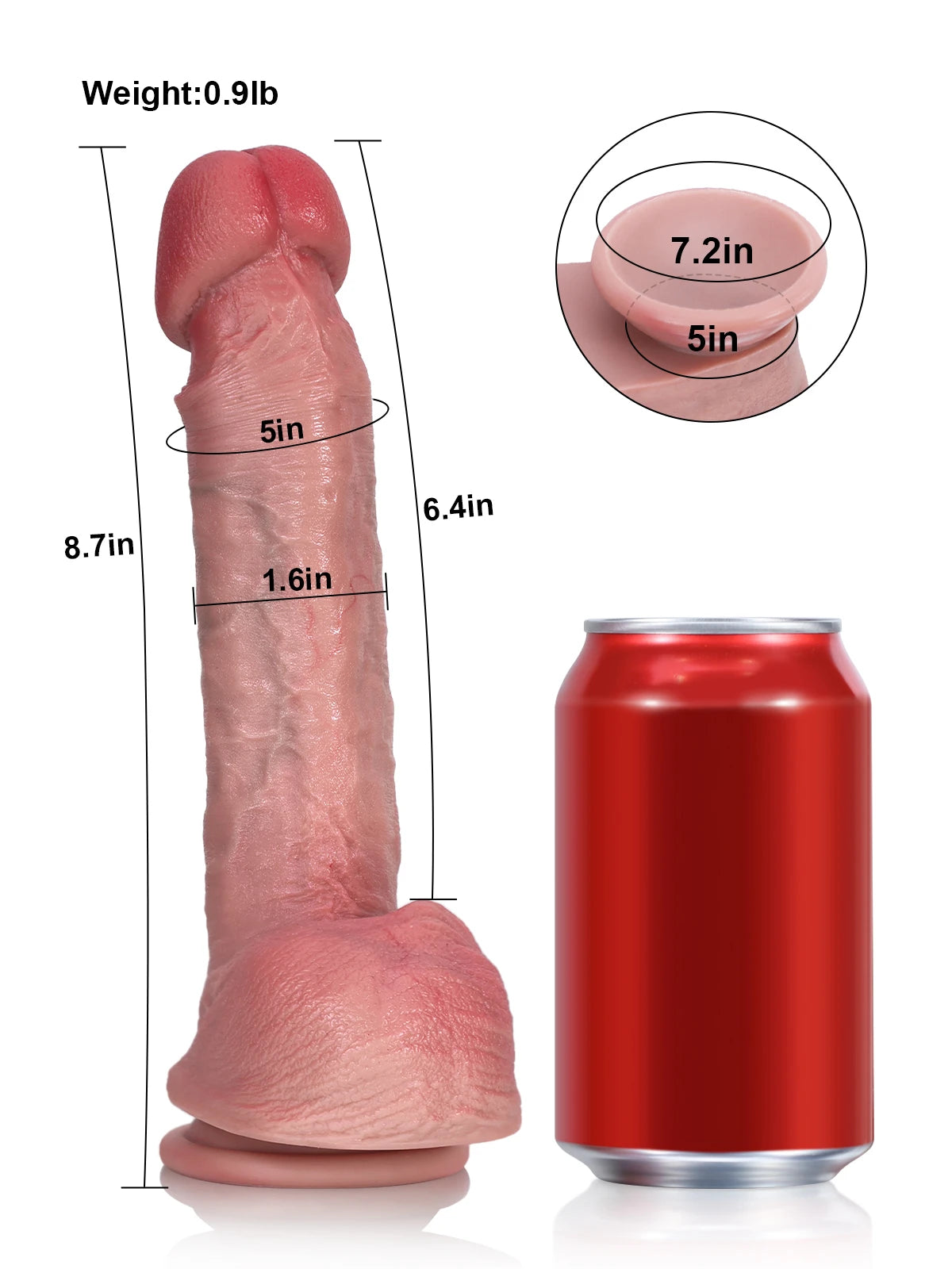 Robert 8.7" x 1.6" Mushroom Head Realistic Dildo with Lifelike Skin and Veins