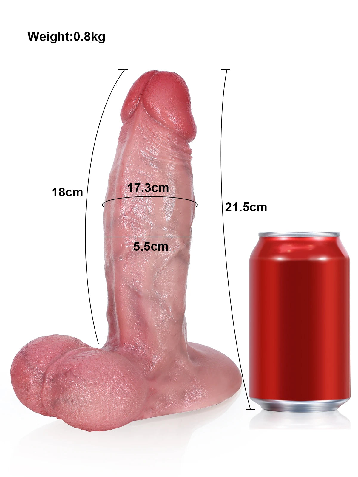 Ross 8.5" x 2.2" Curved Tapered Realistic Dildo with Raised Ridge and Veins