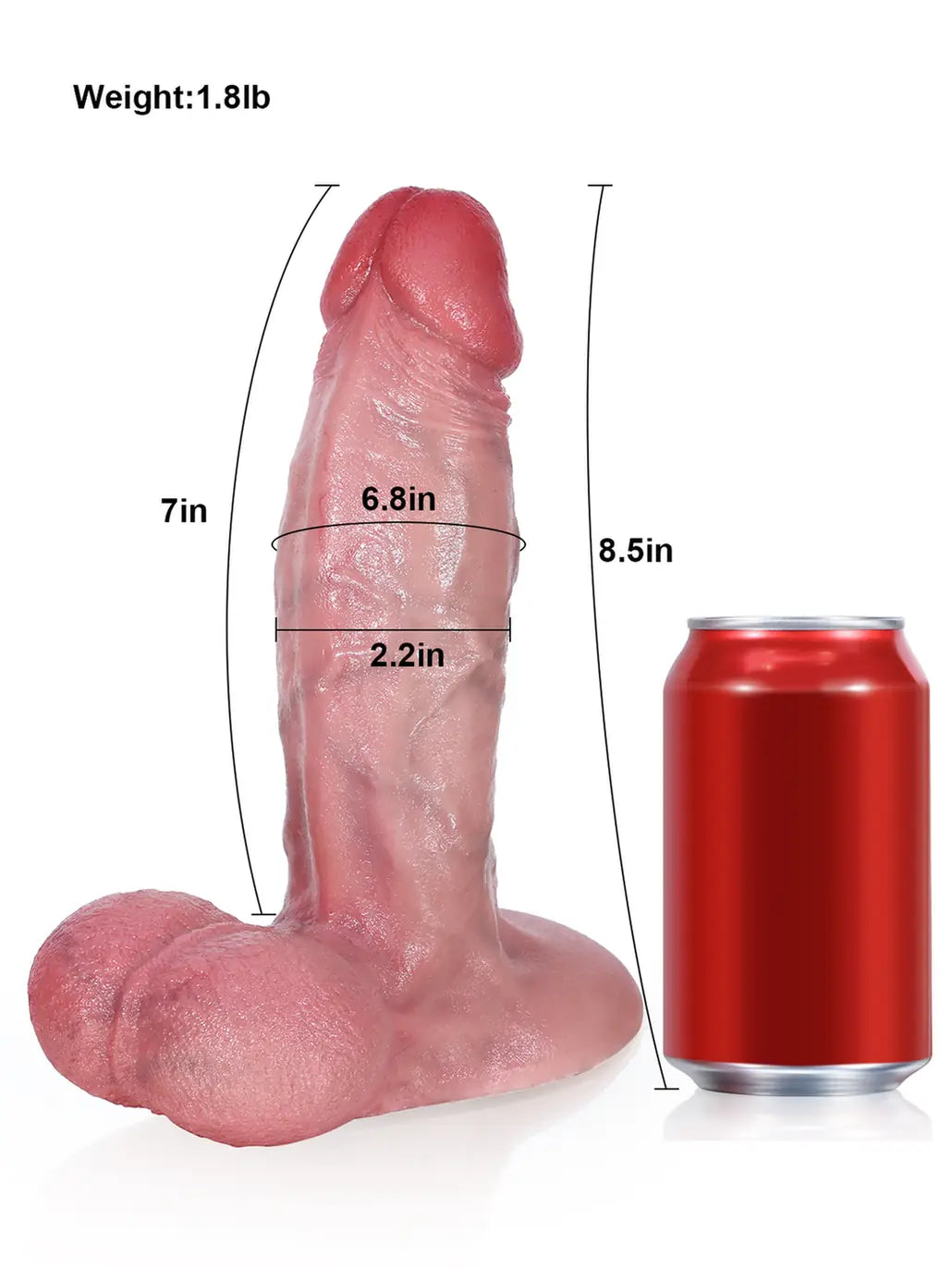 Ross 8.5" x 2.2" Curved Tapered Realistic Dildo with Raised Ridge and Veins