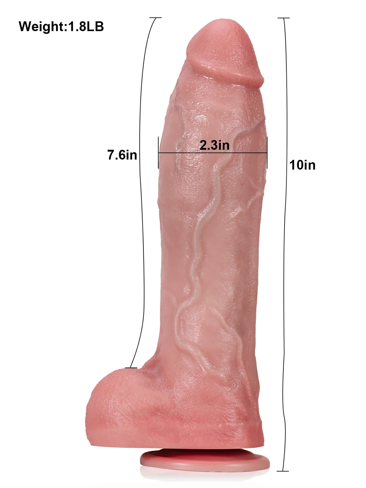 Rubin 10" × 2.3" Tapered Heated Motion Dildo with Remote Control