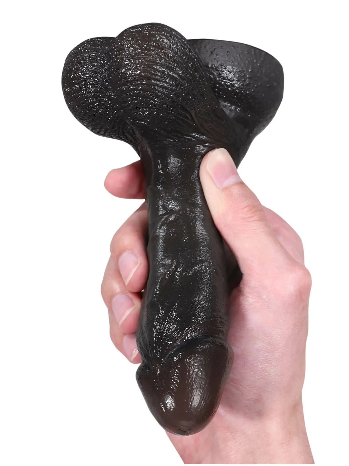 Smith 6" x 1.3" Compact Black Dildo, Tapered Head and Movable Balls
