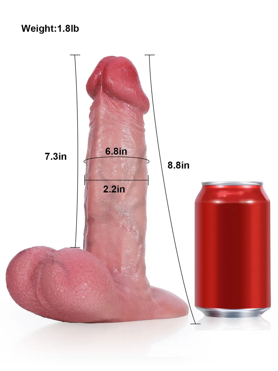 Stephen 8.8" x 2.2" Smooth Realistic Dildo with Pink Glans and Texture