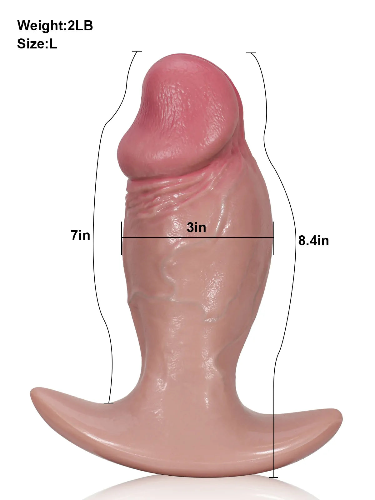 Torpedo 8.4" x 3" Thick Realistic Dildo with Ergonomic Handle and Pink Sculpted Head