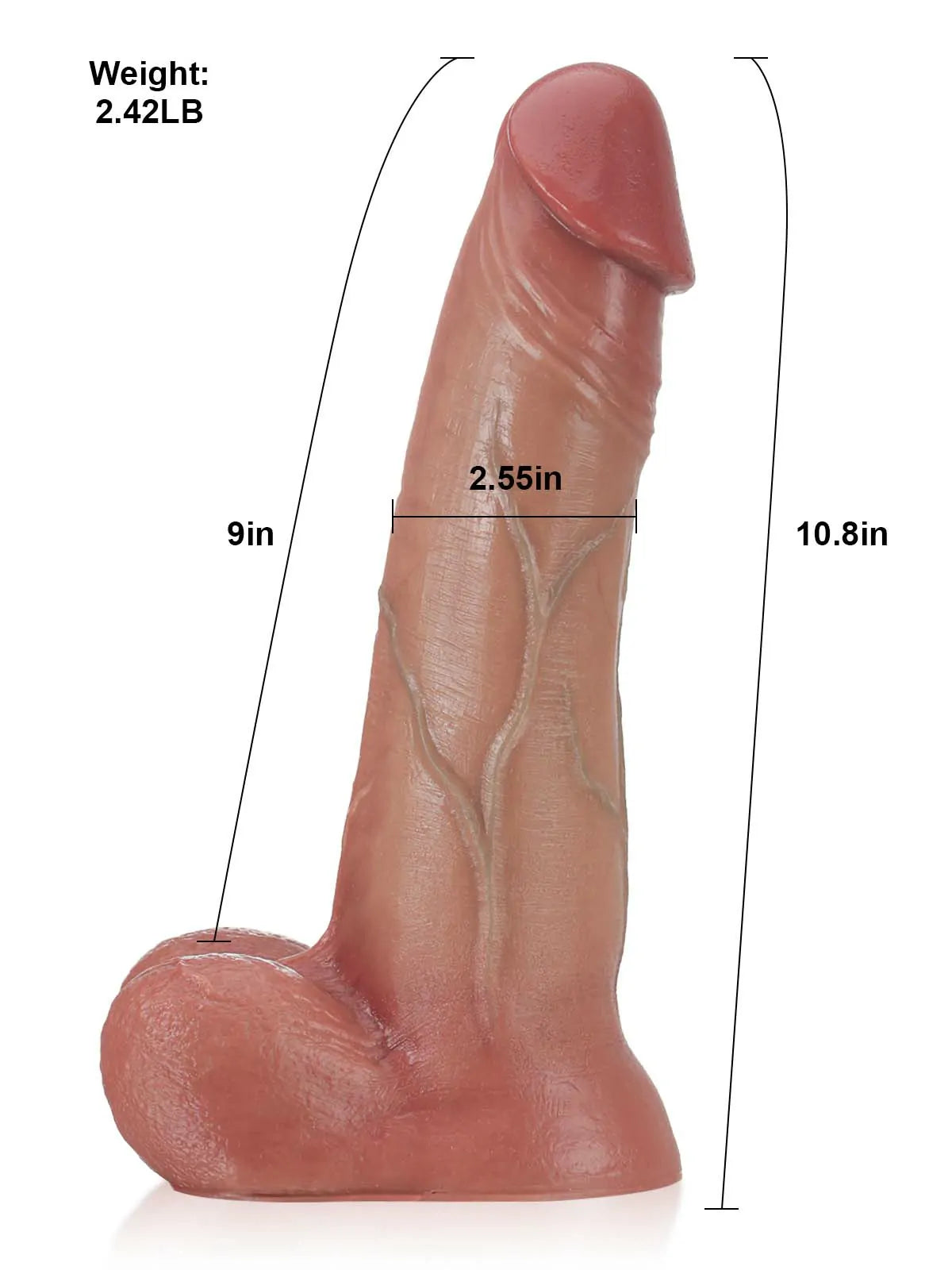 Raptor 10.8" x 2.5" Realistic Flesh Tone Sliding Skin Silicone Dildo with Vac-U-Lock Base