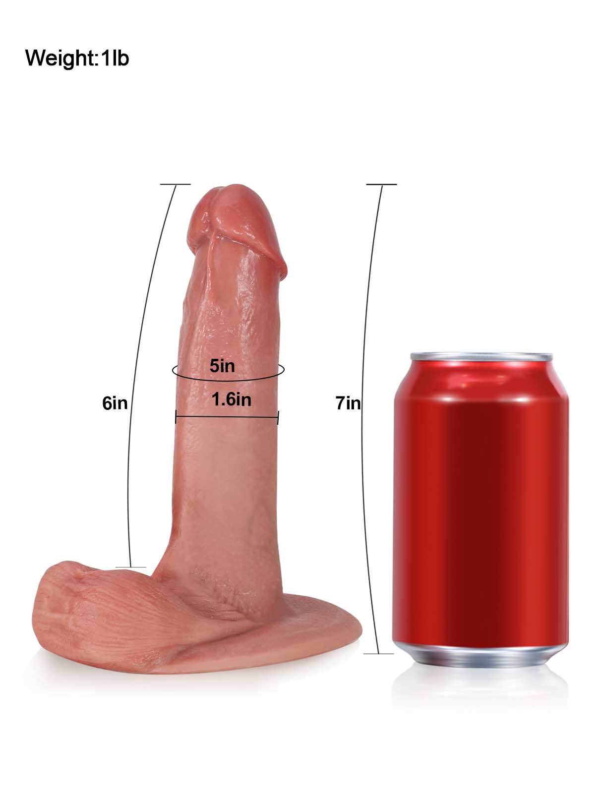 Archie 7" x 1.6" Realistic Brown Beginner Dildo Sliding Skin & Balls Suction Bas