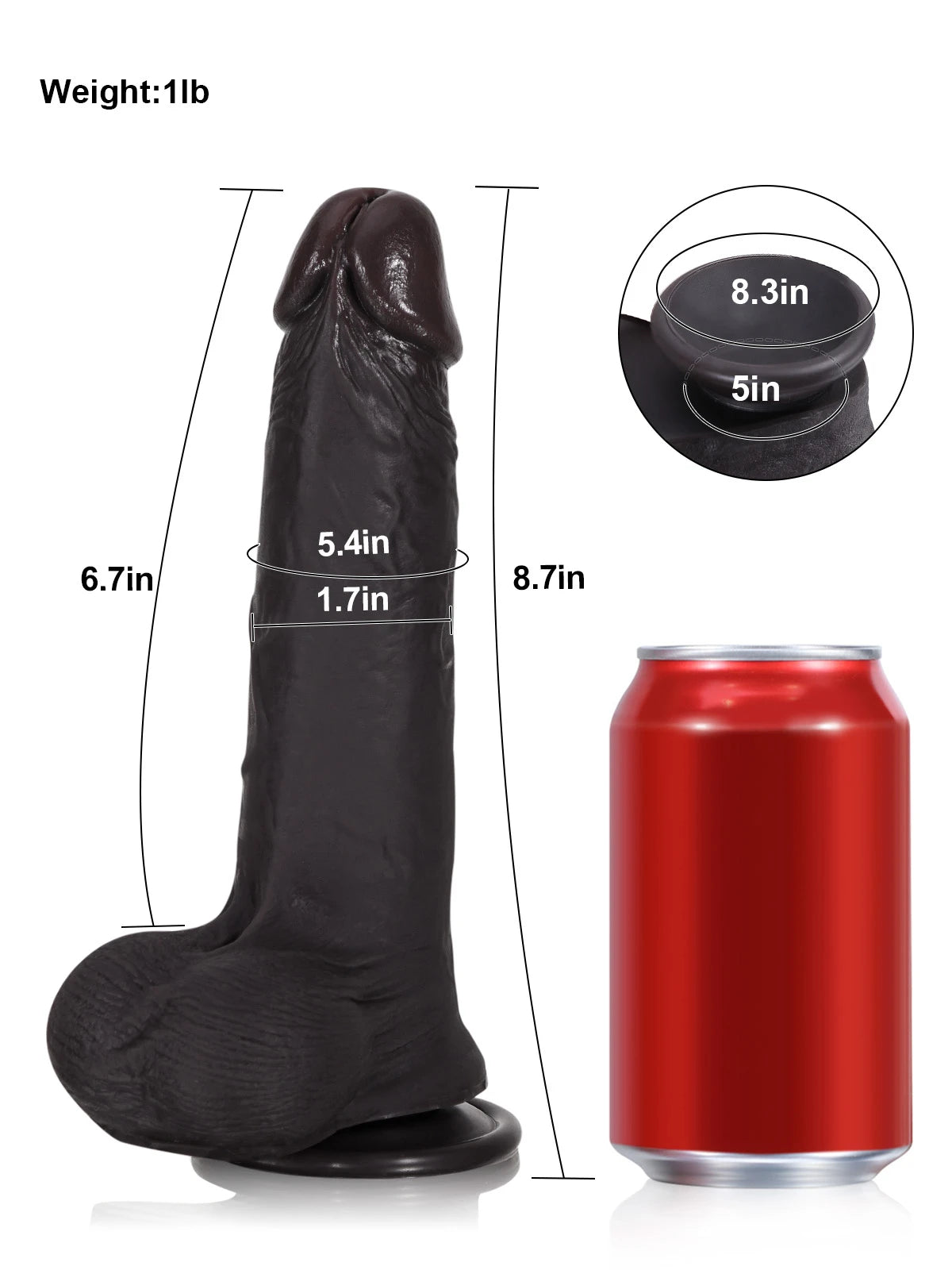 Billy 8.7" x 1.7" Sliding Skin Black Dildo with Moving Balls and Realistic Foreskin