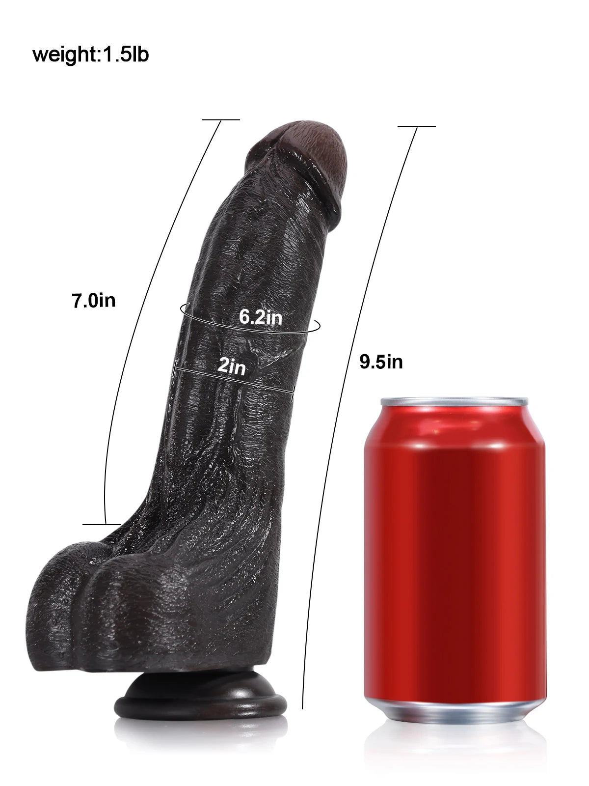Cameron 9.4" x 2" Curved Realistic Black Dildo with Tapered Glans