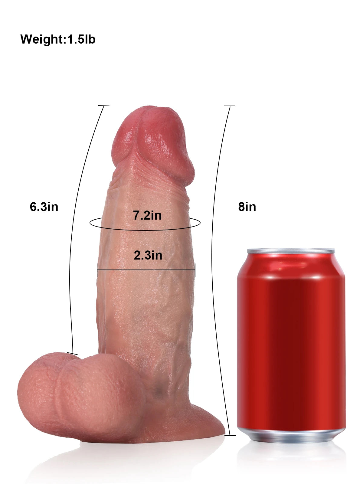 Greg 8" x 2.3" Curved Dildo with Ridge, Veins and Vac-U-Lock Base