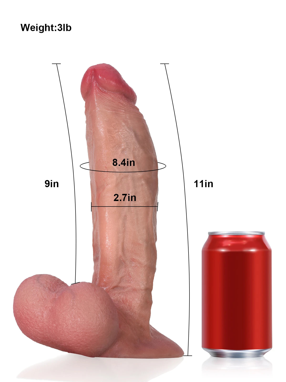 Legolas 11" x 2.7" Extra Thick Dildo with Swinging Balls and Vac-U-Lock Suction Base