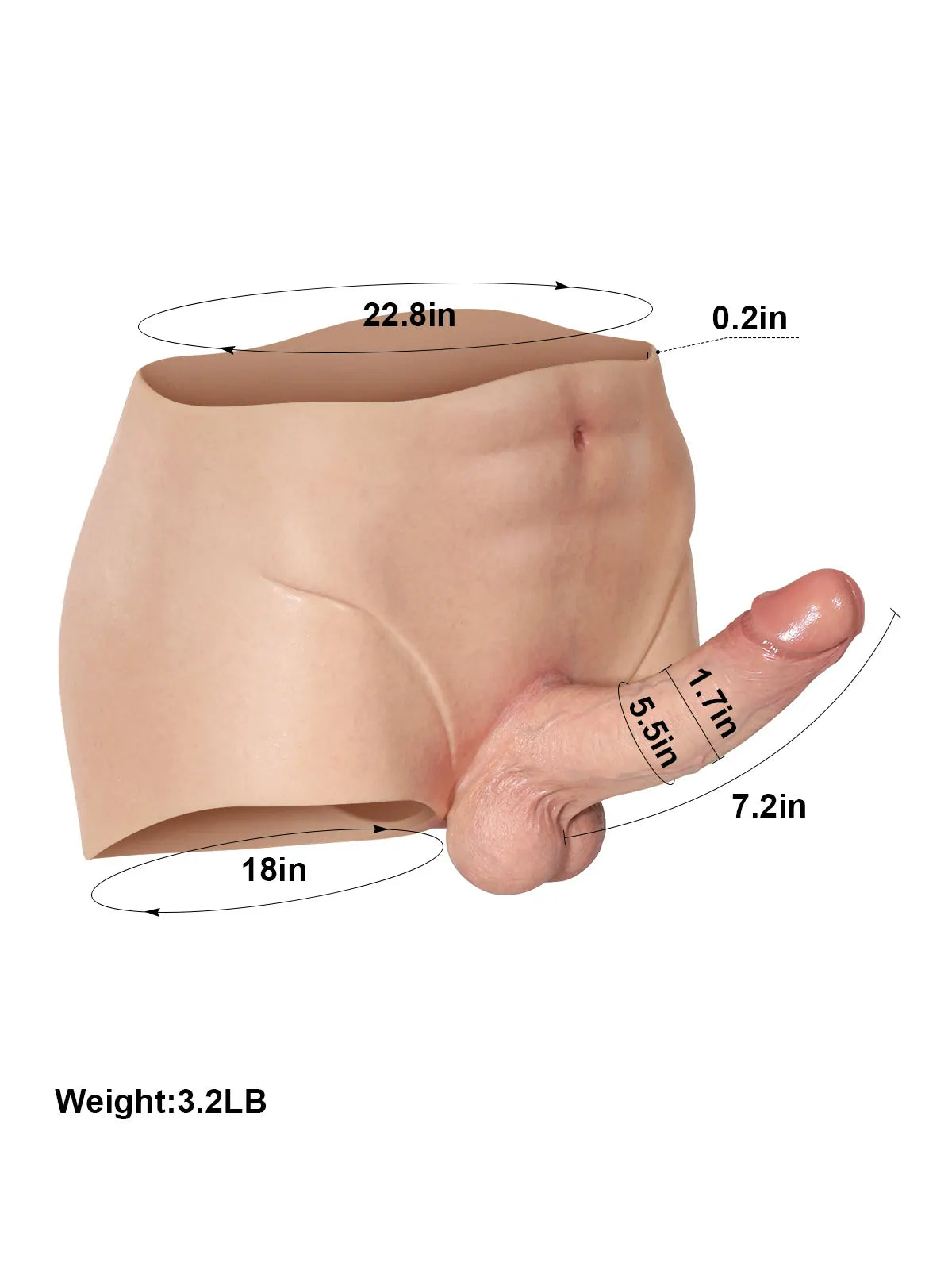 Seamless Strap-On Harness with Built-In Silicone Dildo, Dual Density & Stretch Waistband