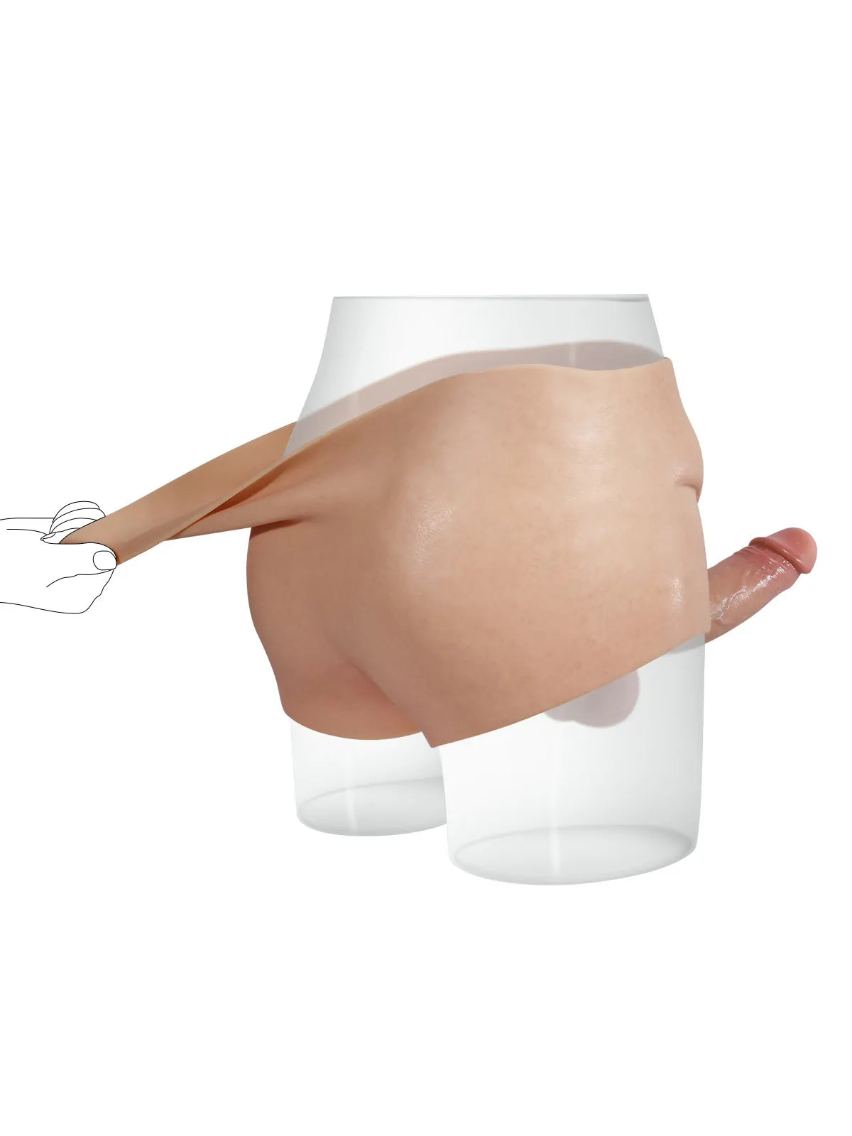 Seamless Strap-On Harness with Built-In Silicone Dildo, Dual Density & Stretch Waistband