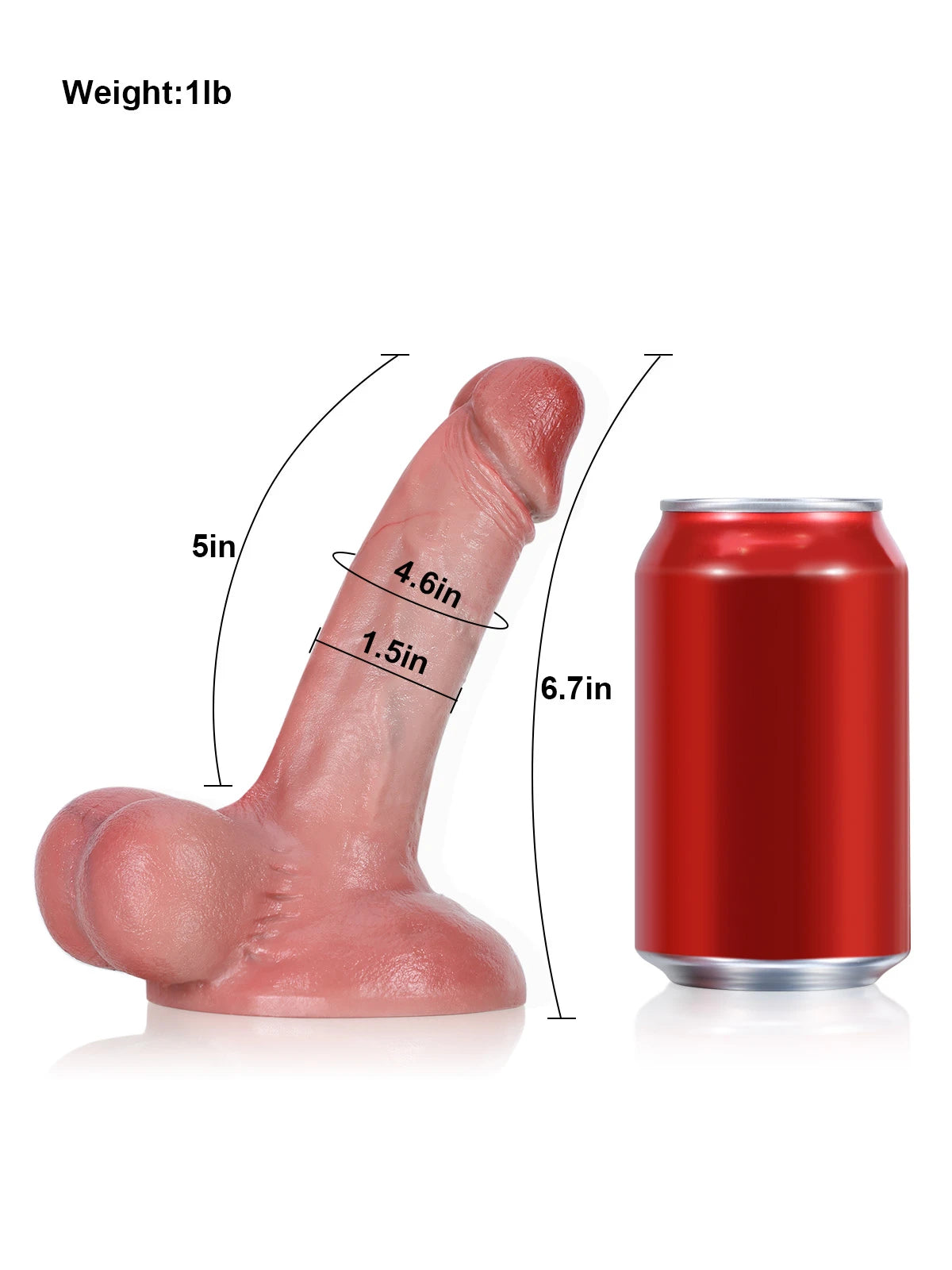 Beacher 6.7" x 1.5" Small Realistic Dildo with Plump Head, Swollen Balls and Veined Texture