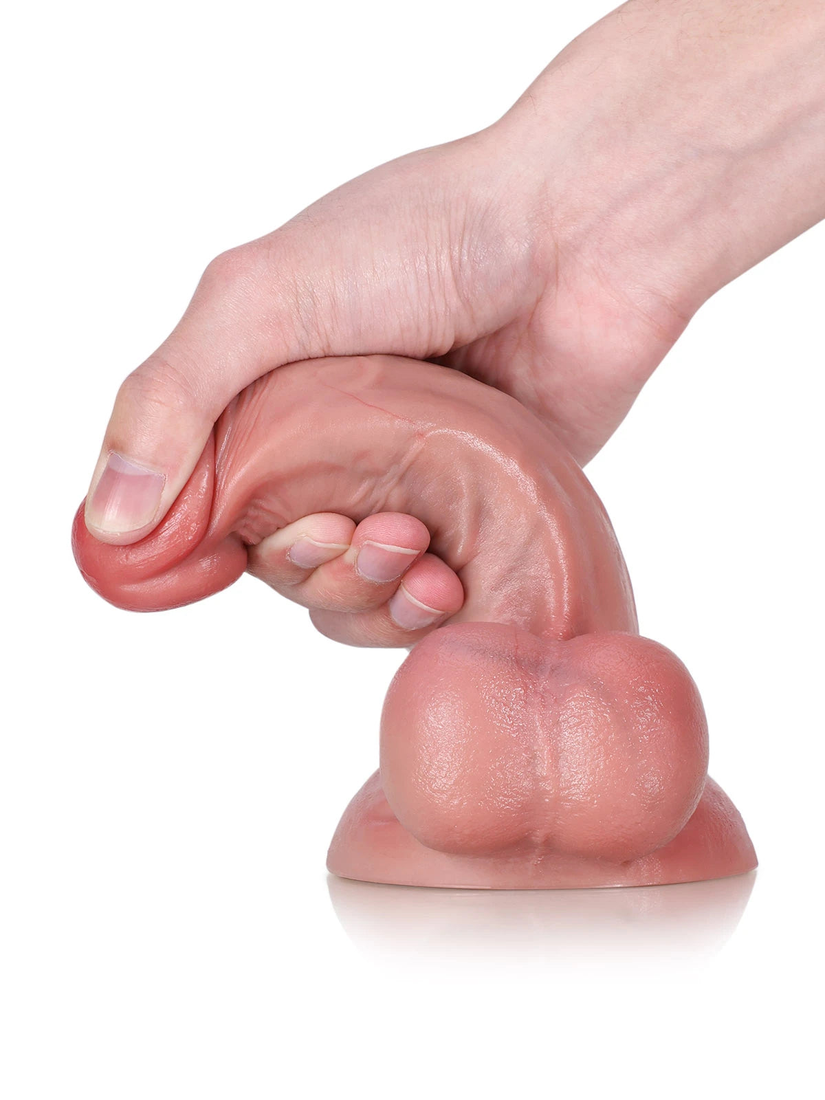 Beacher 6.7" x 1.5" Small Realistic Dildo with Plump Head, Swollen Balls and Veined Texture