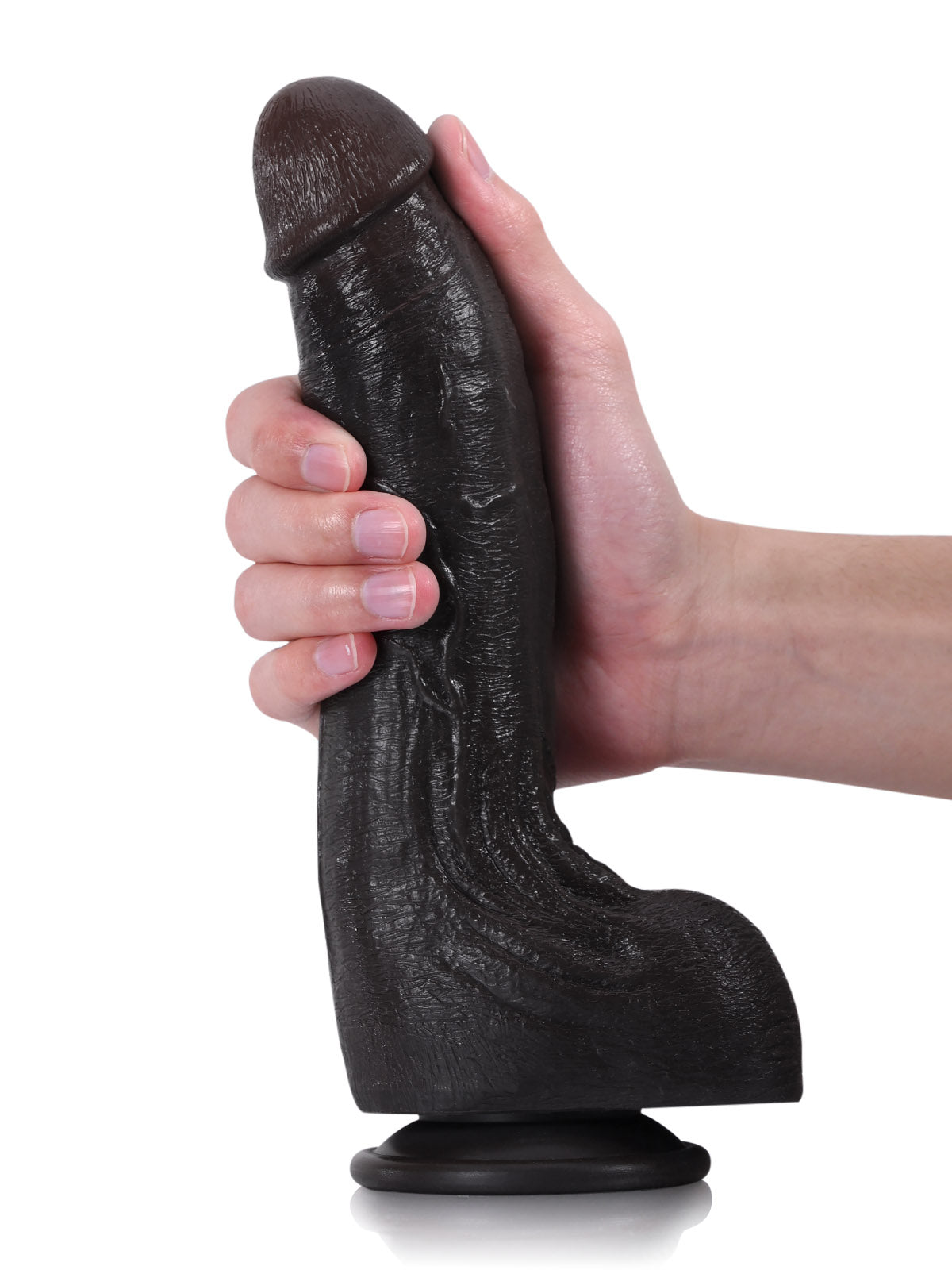 Cameron 9.4" x 2" Curved Realistic Black Dildo with Tapered Glans