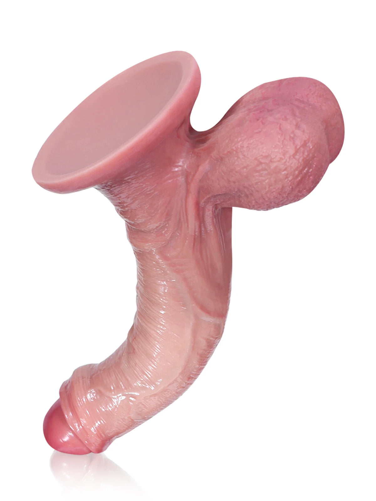 Chris 8.3" x 1.8" Uncircumcised Realistic Silicone Dildo with Movable Scrotum & Veined Texture