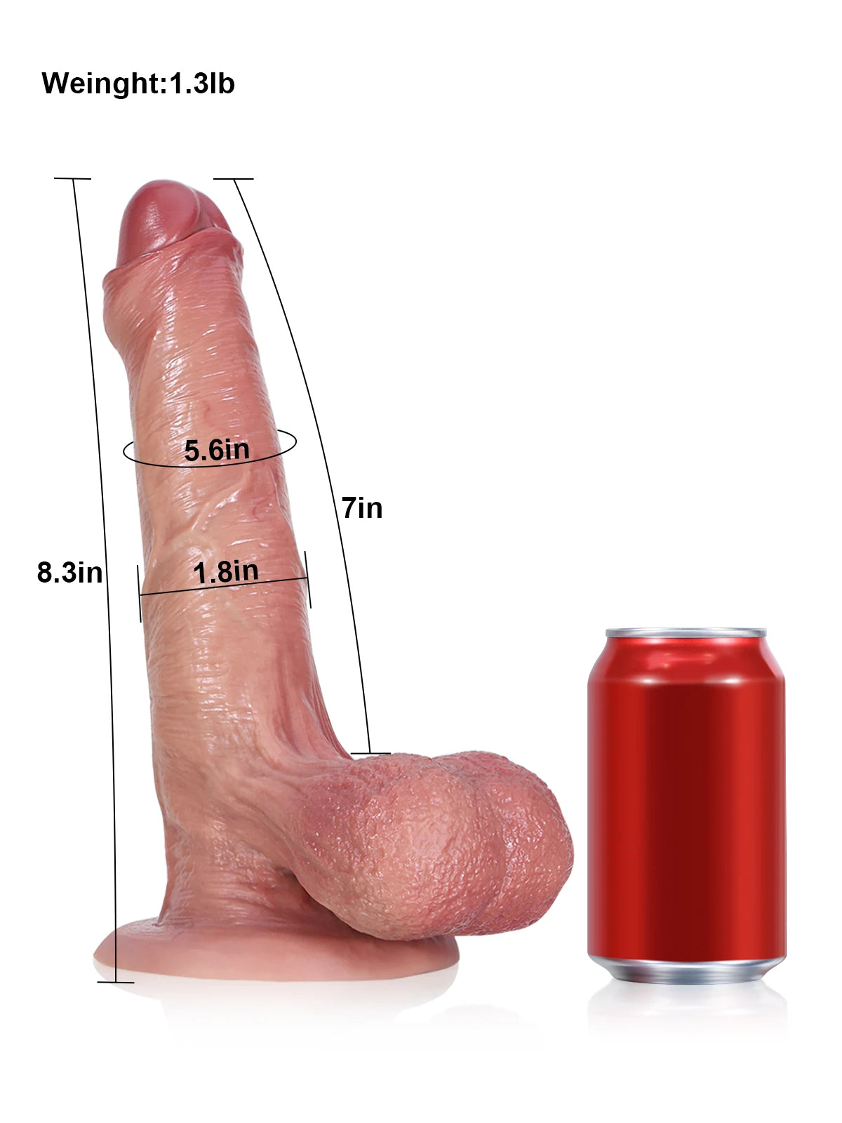 Chris 8.3" x 1.8" Uncircumcised Realistic Silicone Dildo with Movable Scrotum & Veined Texture