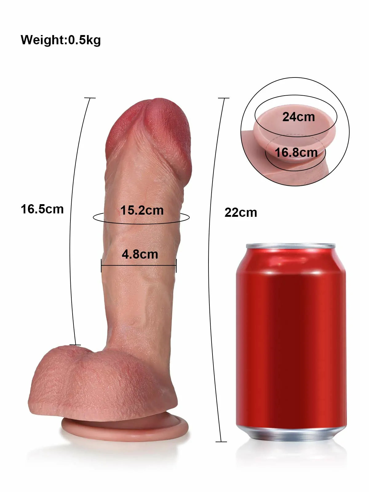 Cody 8.7" x 1.9" Realistic Dildo with Mushroom Head and Dual-Density Silicone