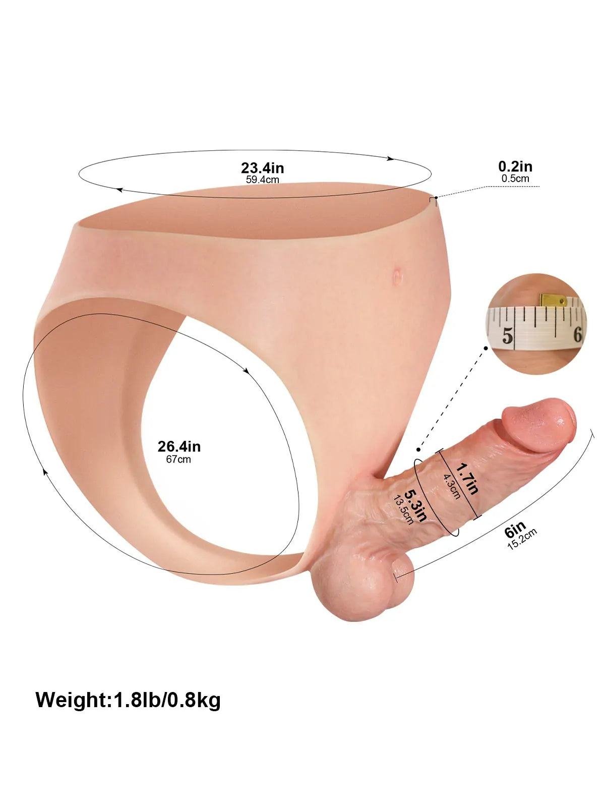 Comfort Fit Silicone Strap-On with Solid Shaft, Soft Moving Balls & Adjustable Waistband