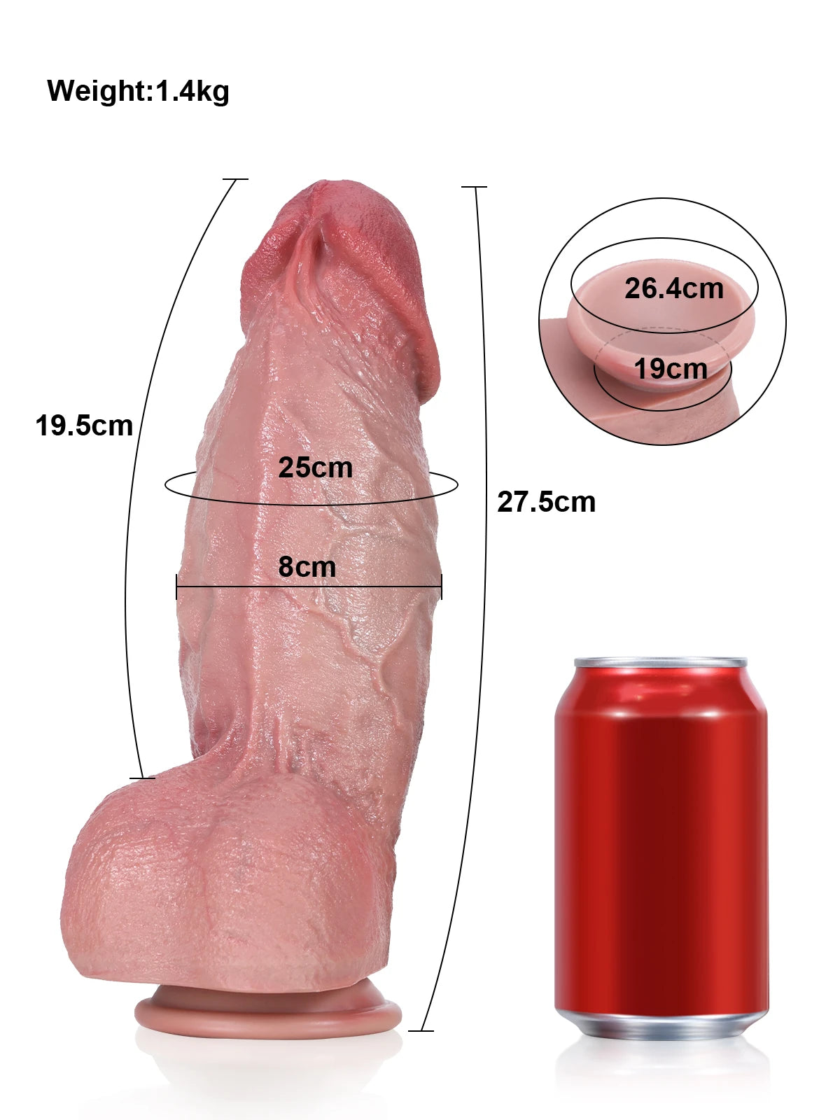 Diego-XXL 12.6 x 3.7 Massive Thick Realistic Silicone DildoWith Textured Veins