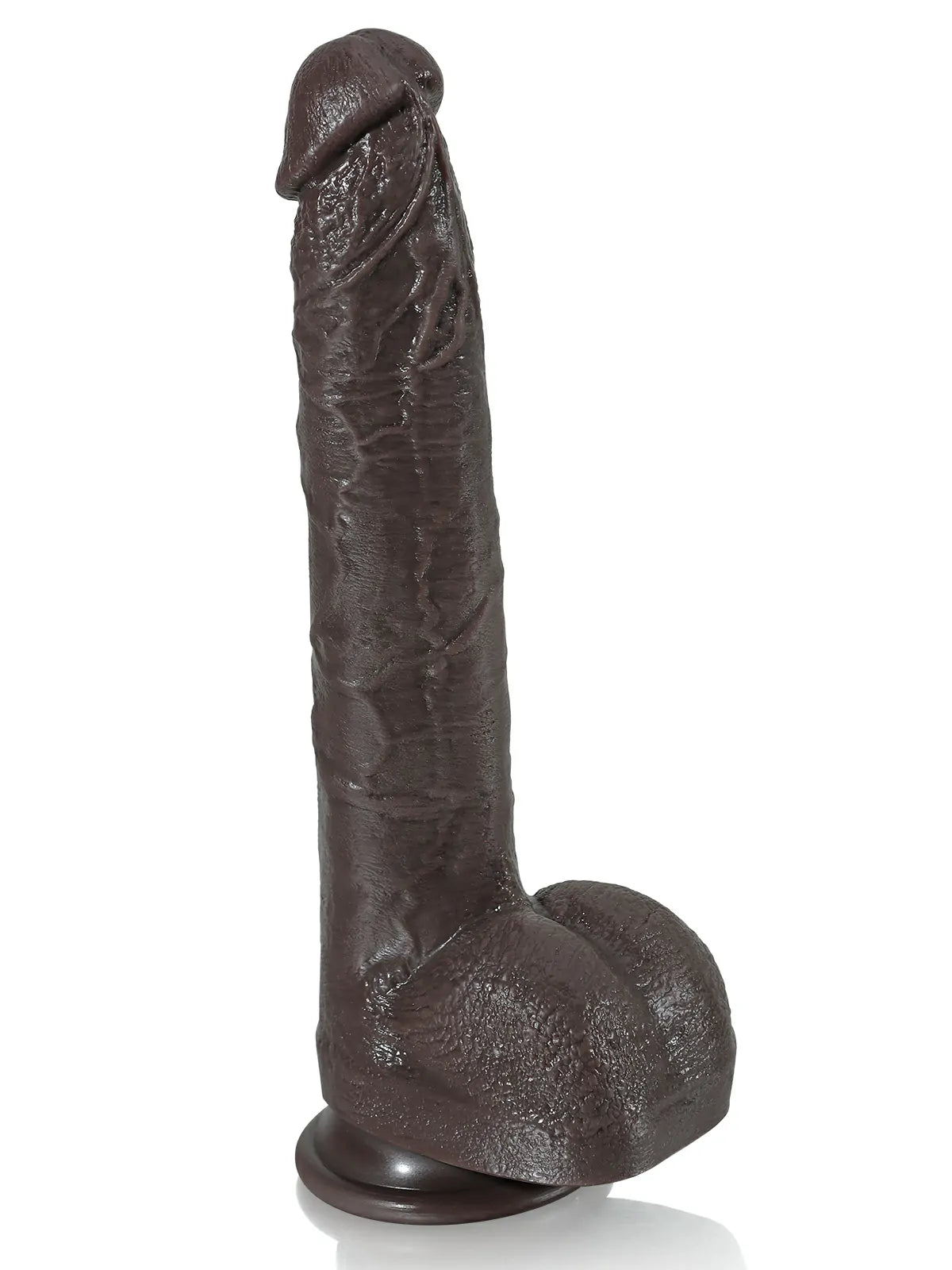 Doctor 10" x 1.6" Huge Black Dildo, Slim Long Shaft with Dual-Density Silicone