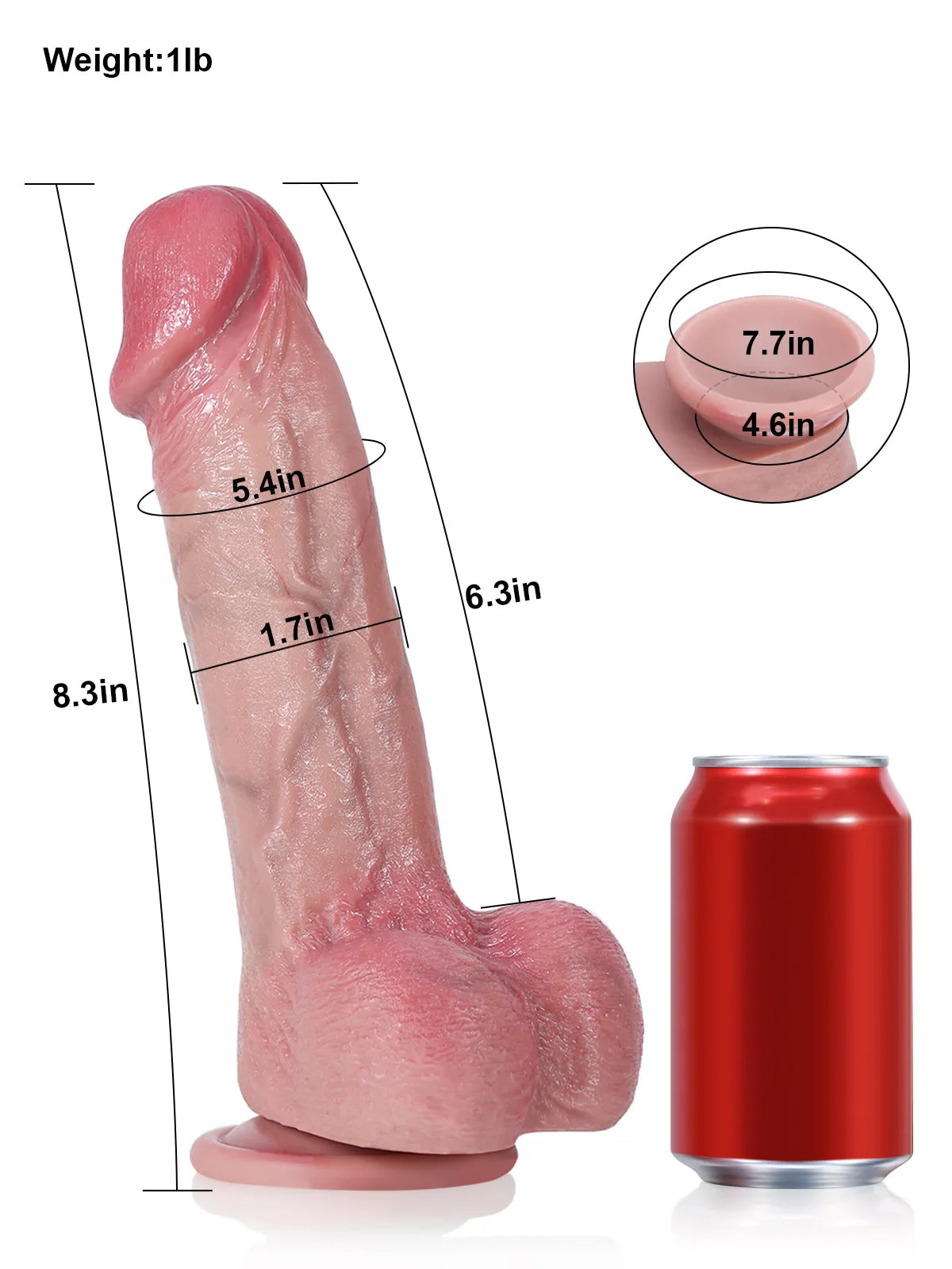 Jake 8.3" x 1.7" Bendable Dual Density Silicone Dildo with Sculpted Spine and Large Head