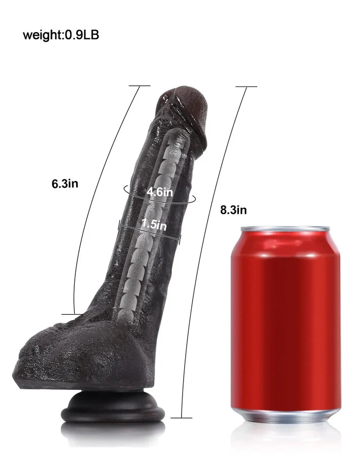Jodie 8.3" x 1.5" Midnight Black Suction Dildo – Real-Feel Dual Density Silicone